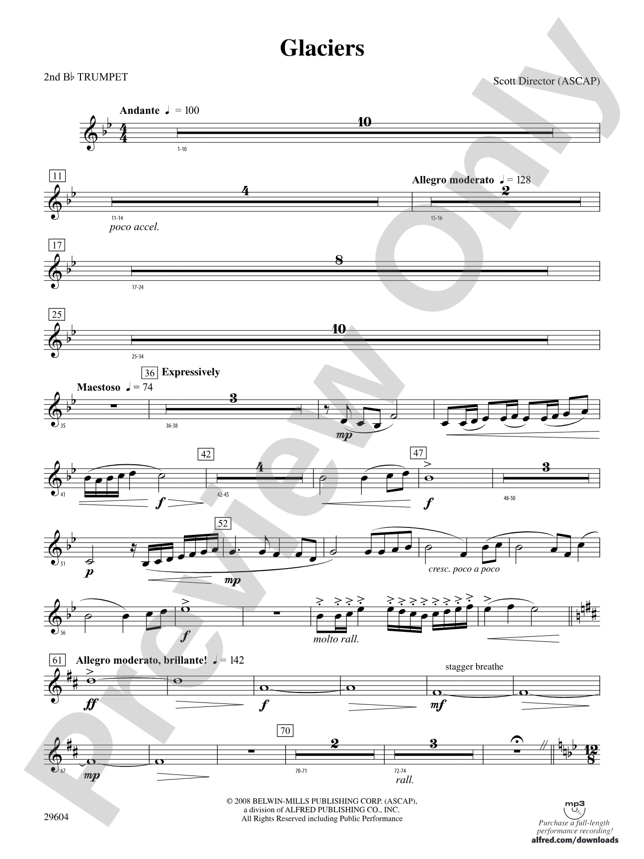 Glaciers: 2nd B-flat Trumpet