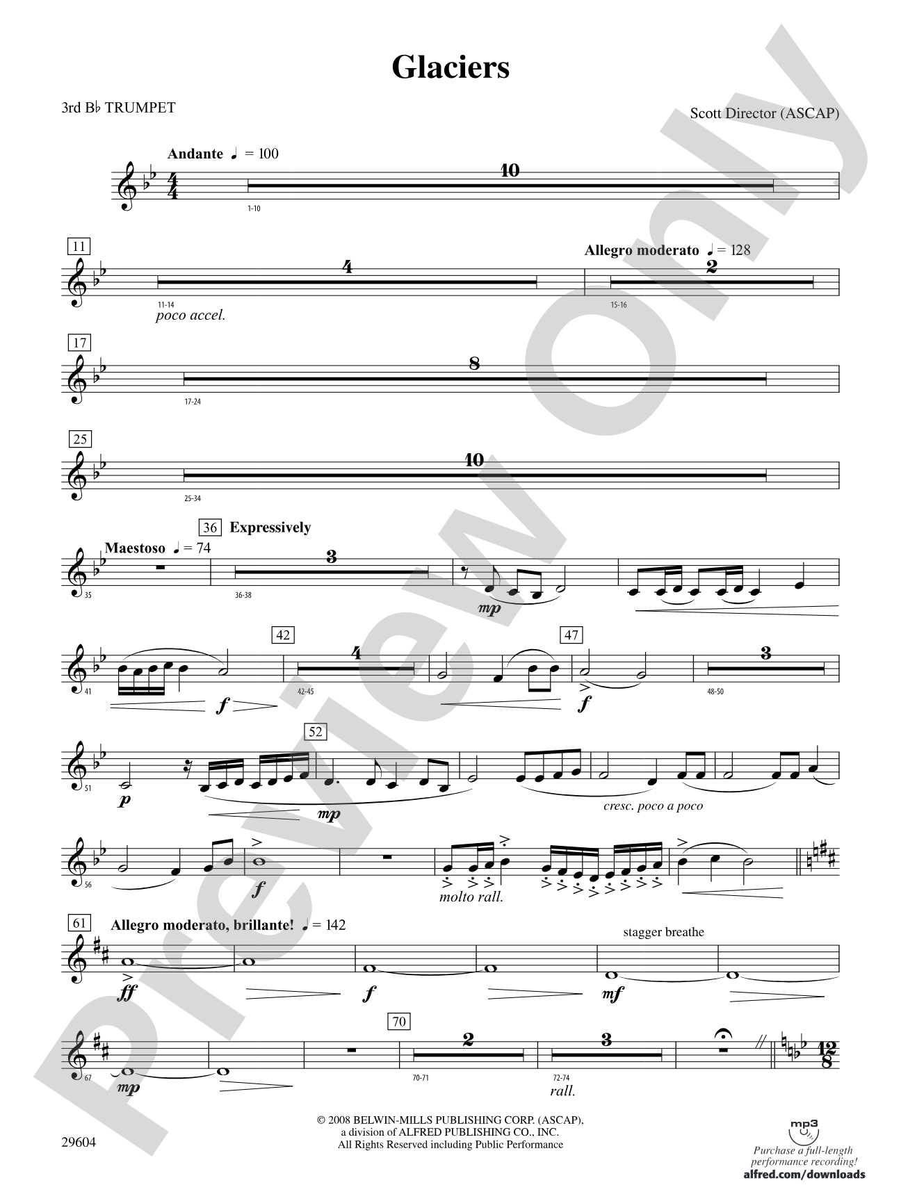 Glaciers: 3rd B-flat Trumpet