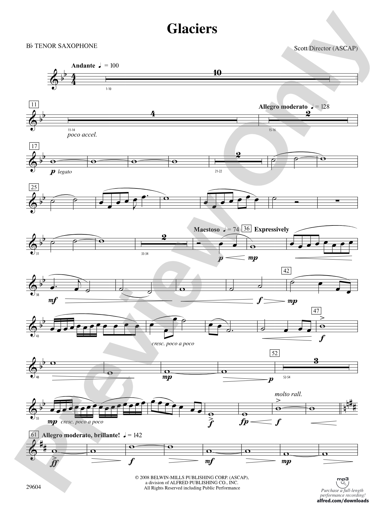 Glaciers: B-flat Tenor Saxophone