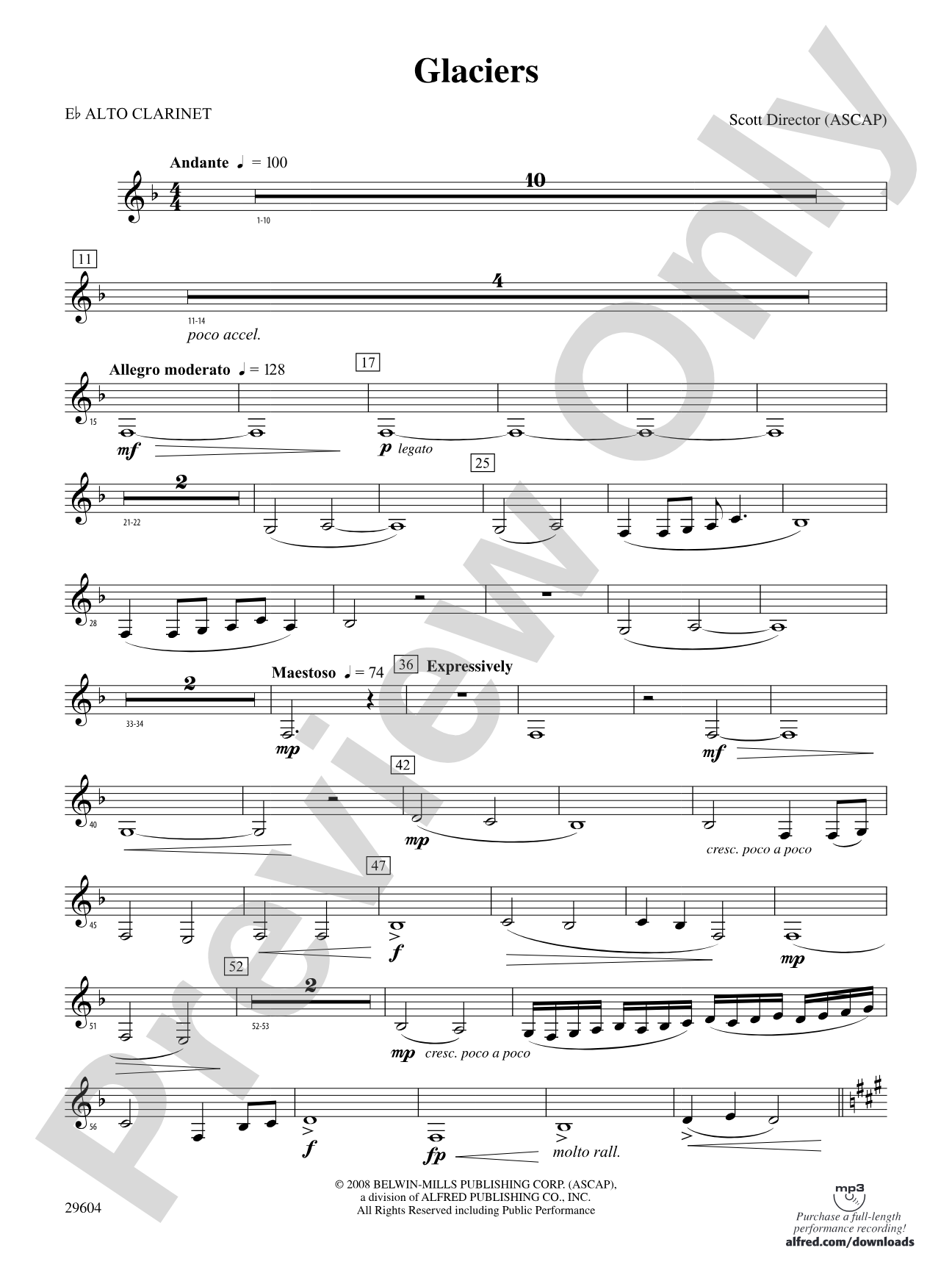 Glaciers: (wp) E-flat Alto Clarinet