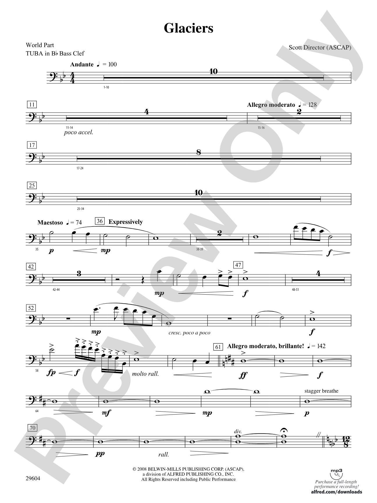 Glaciers: (wp) B-flat Tuba B.C.