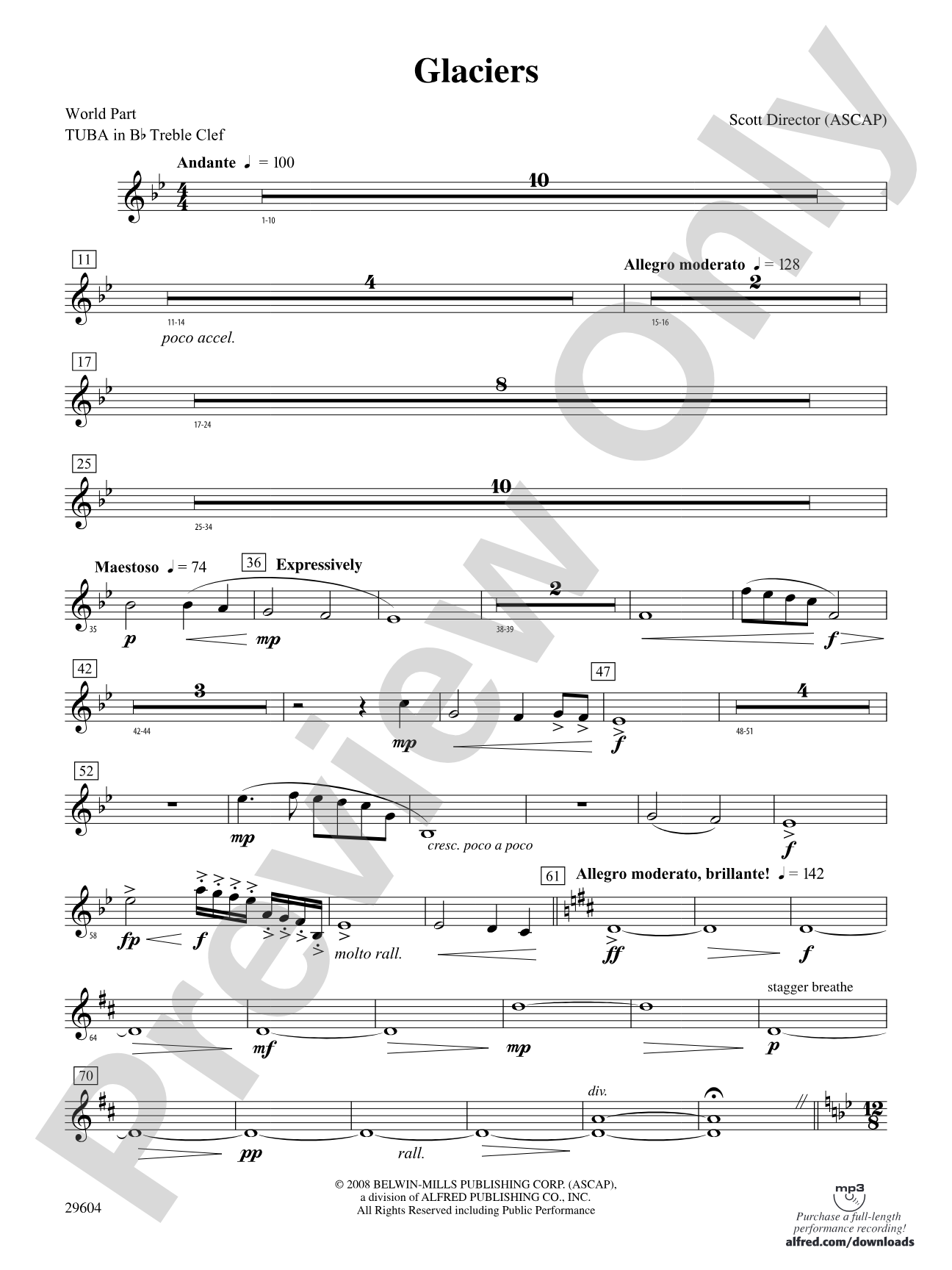 Glaciers: (wp) B-flat Tuba T.C.