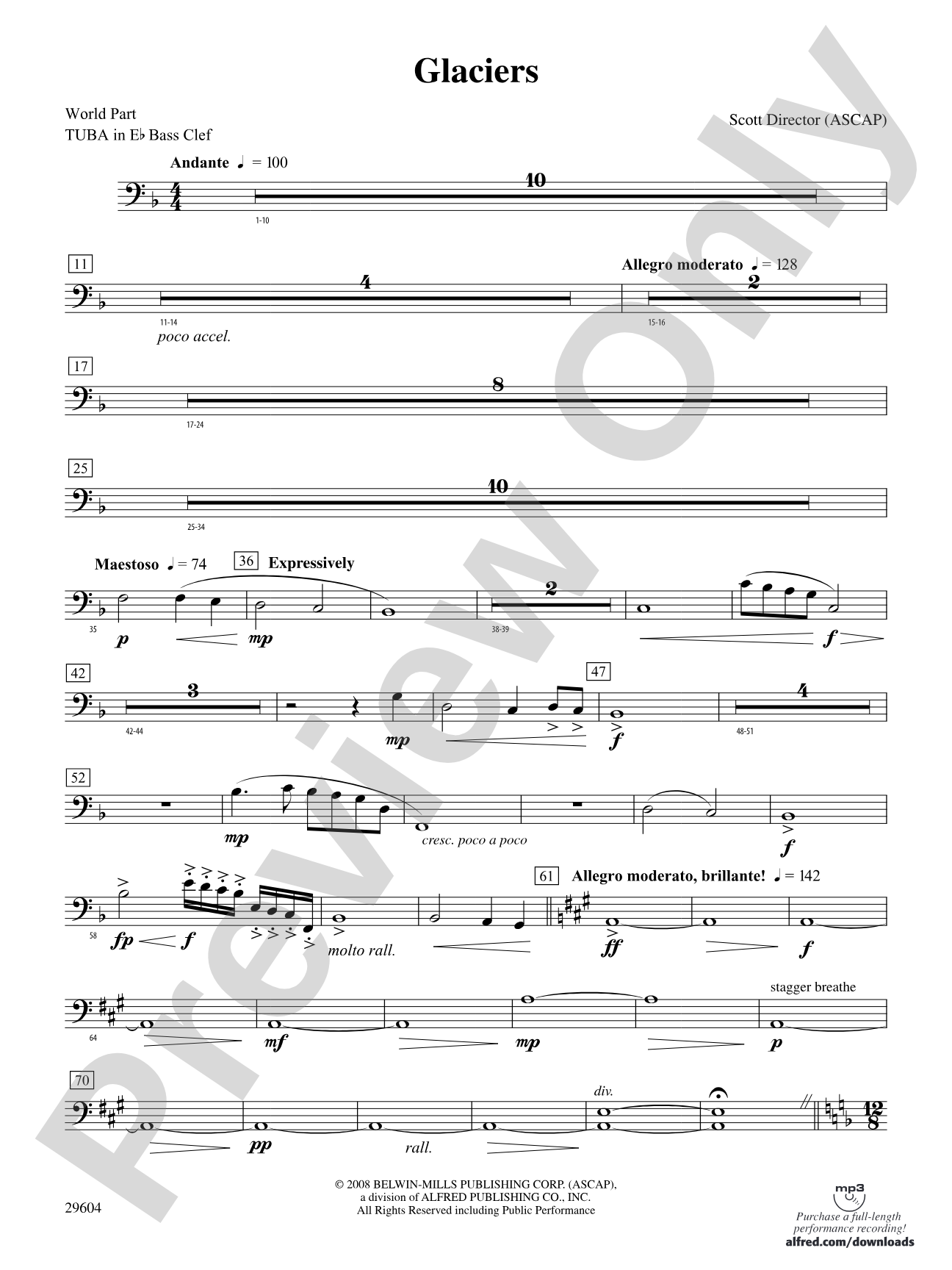 Glaciers: (wp) E-flat Tuba B.C.