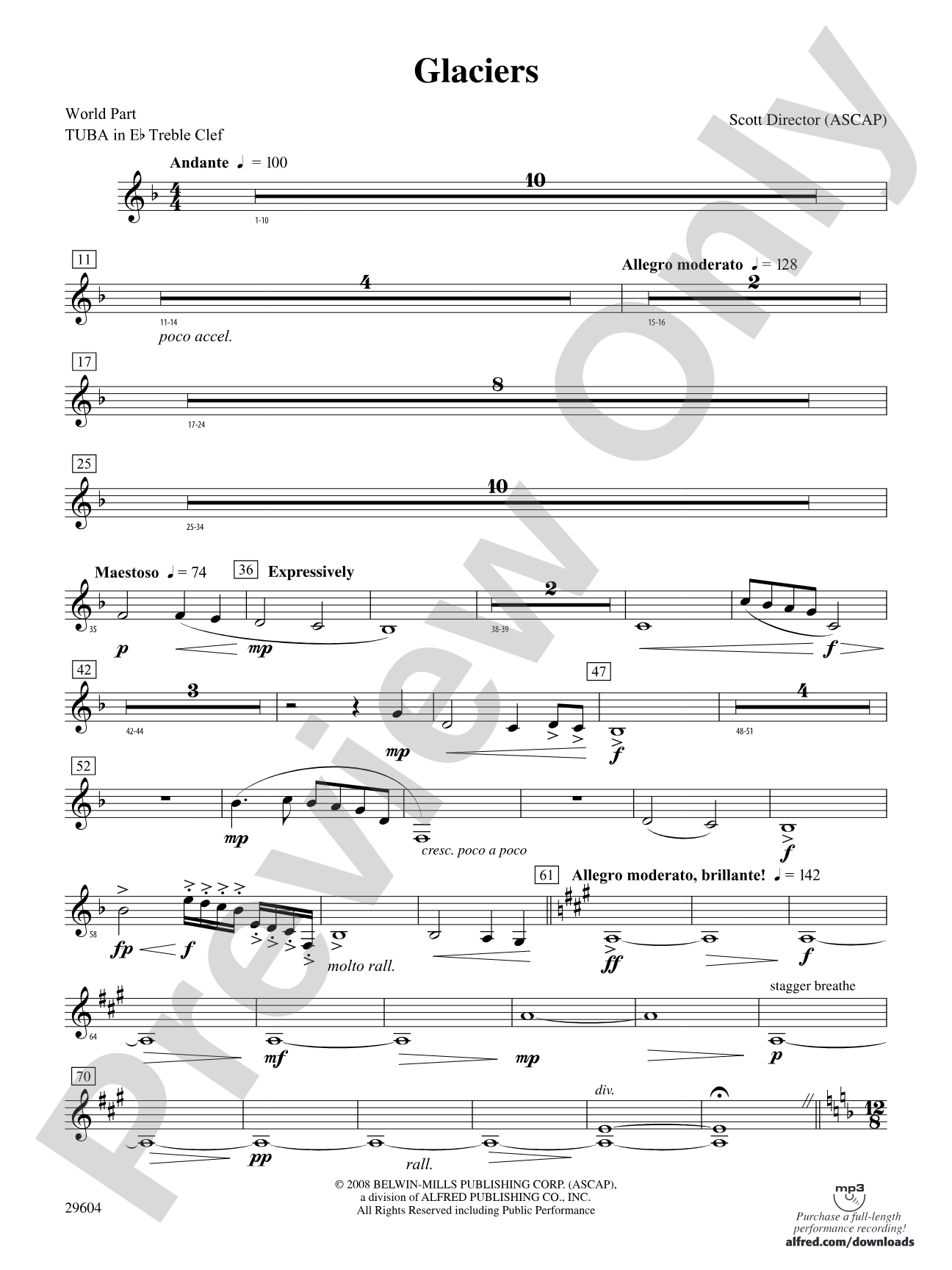 Glaciers: (wp) E-flat Tuba T.C.