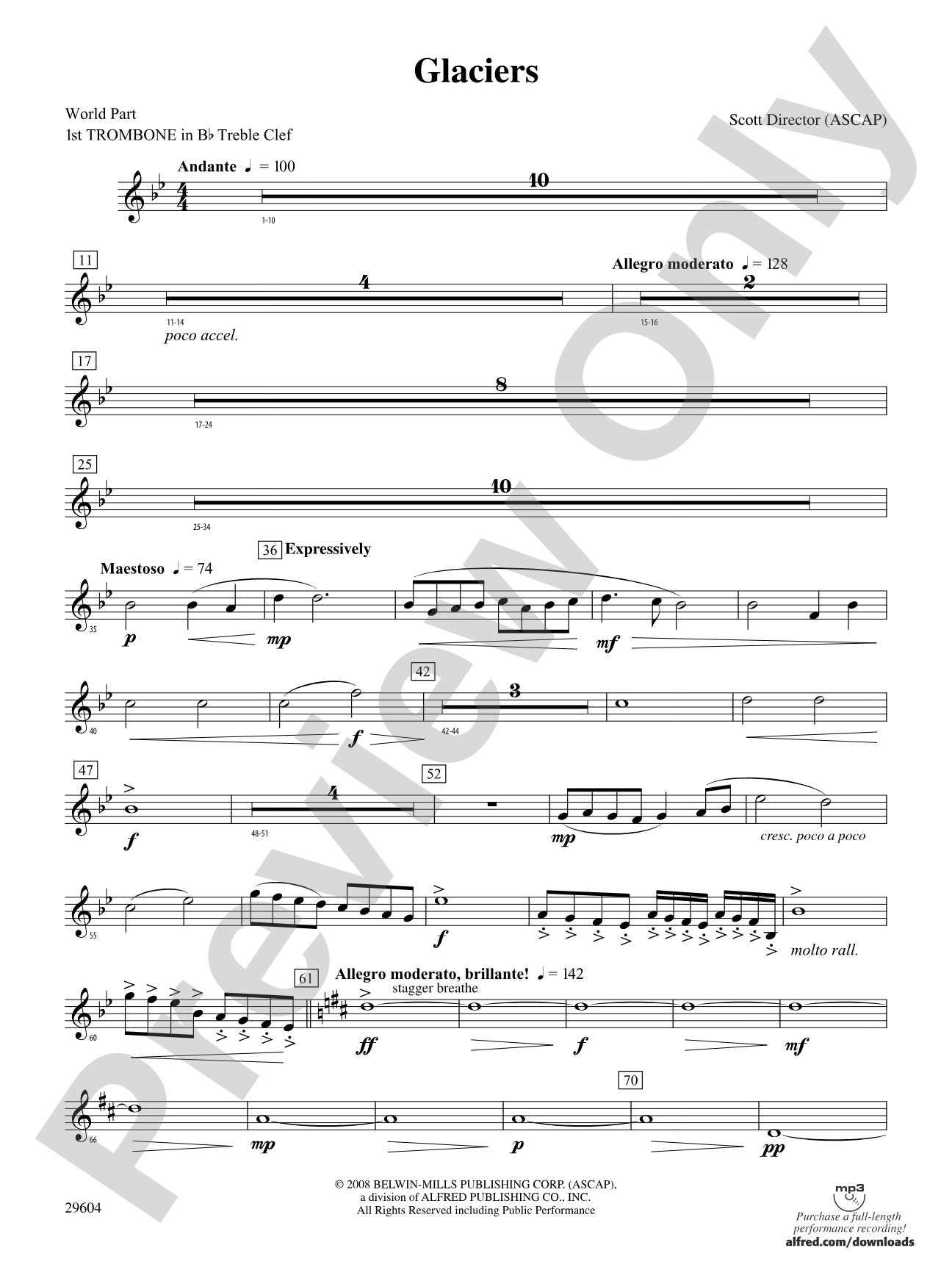 Glaciers: (wp) 1st B-flat Trombone T.C.