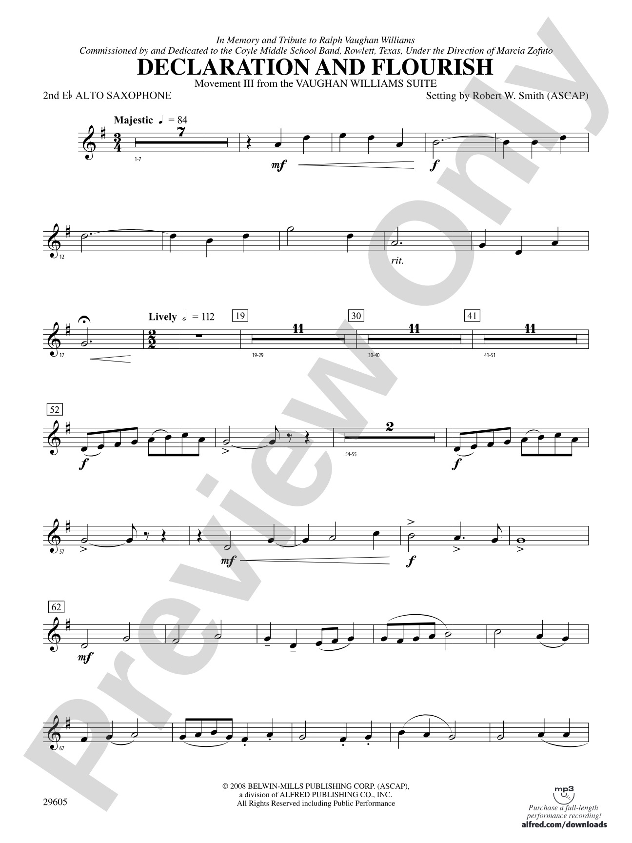 Declaration and Flourish (Movement III from the Vaughan Williams Suite): 2nd E-flat Alto Saxophone