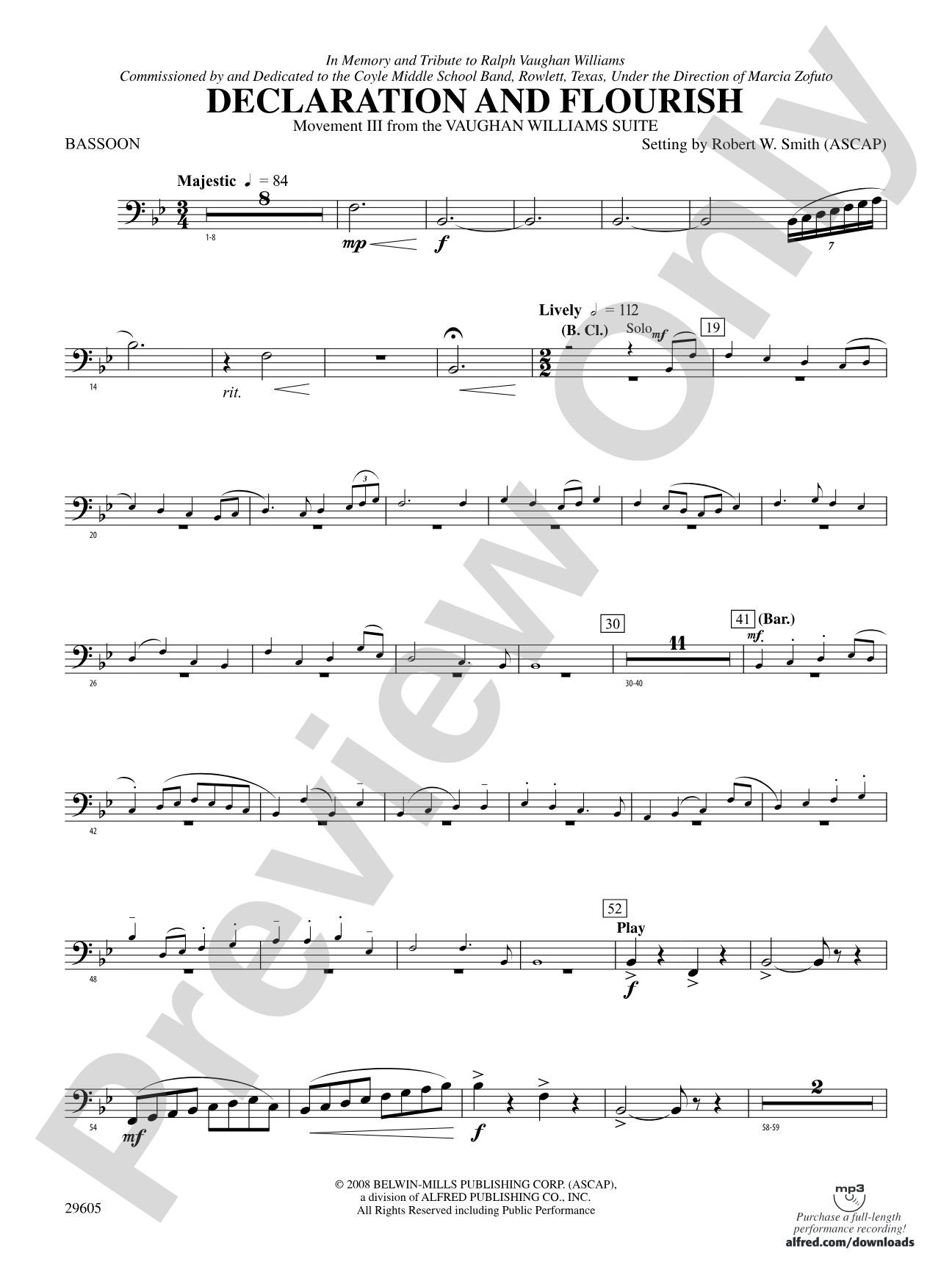 Declaration and Flourish (Movement III from the Vaughan Williams Suite): Bassoon