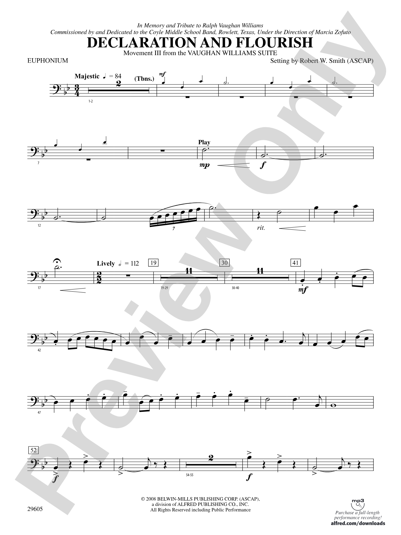 Declaration and Flourish (Movement III from the Vaughan Williams Suite): Baritone B.C.