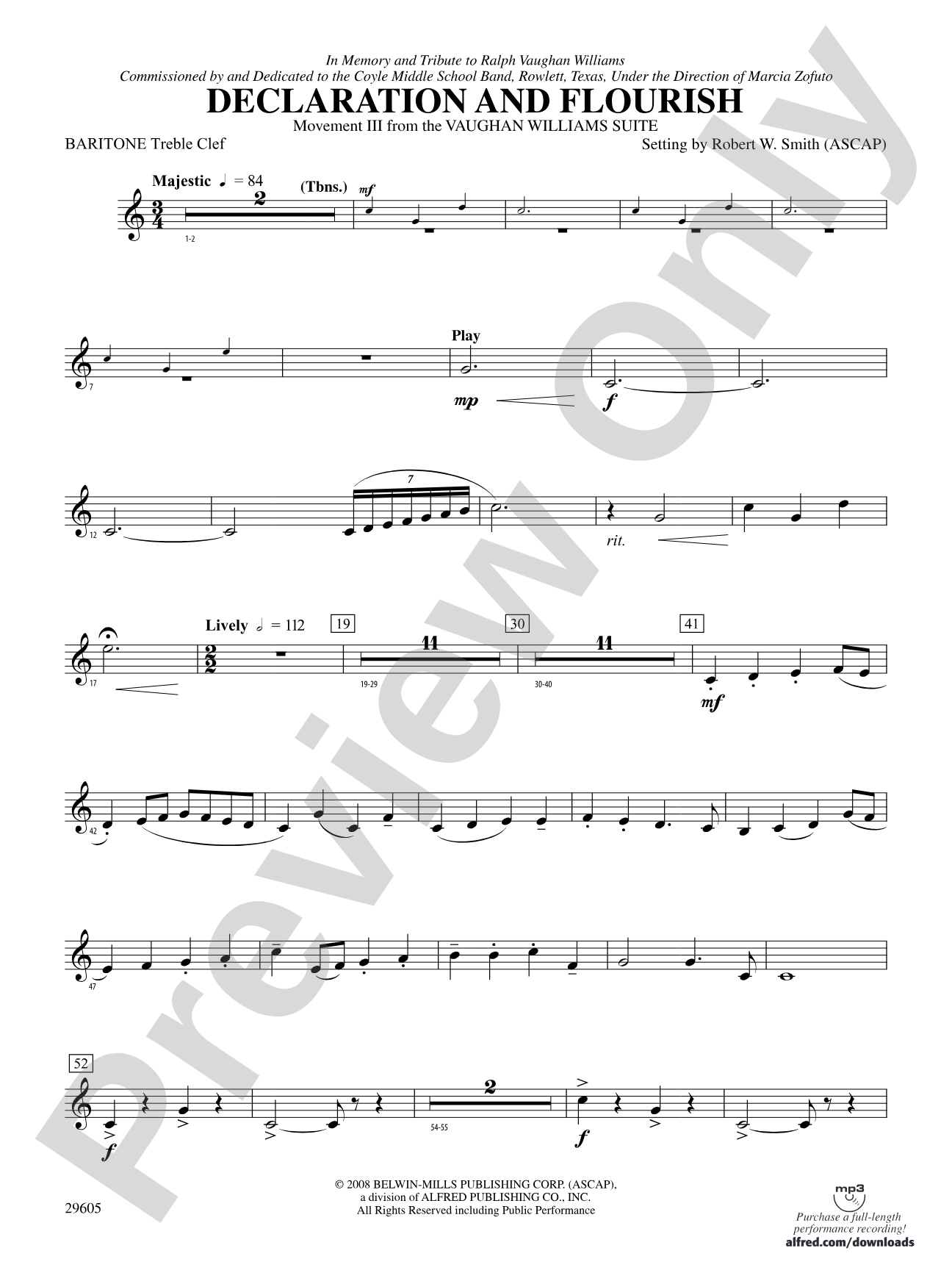 Declaration and Flourish (Movement III from the Vaughan Williams Suite): Baritone T.C.