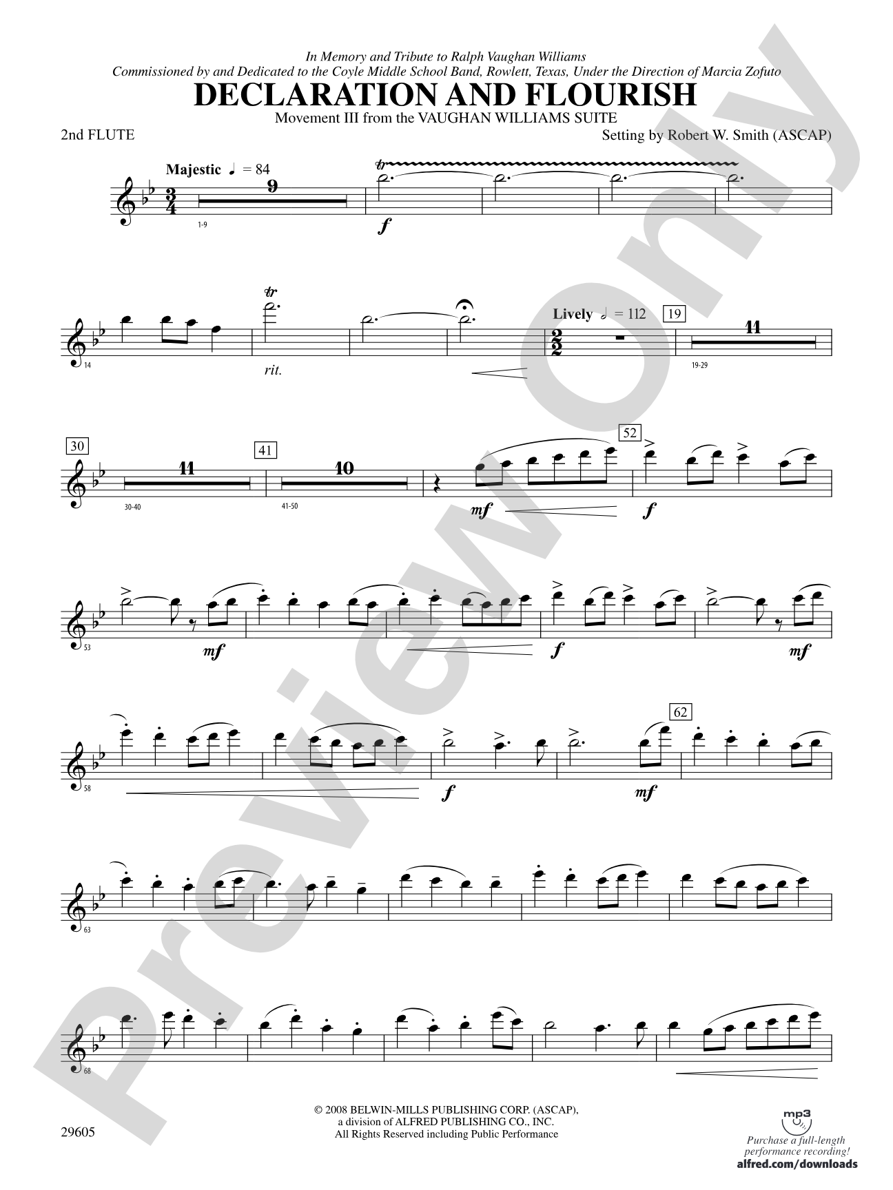 Declaration and Flourish (Movement III from the Vaughan Williams Suite): 2nd Flute