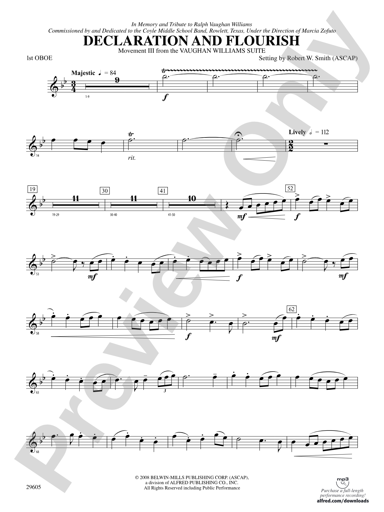 Declaration and Flourish (Movement III from the Vaughan Williams Suite): Oboe