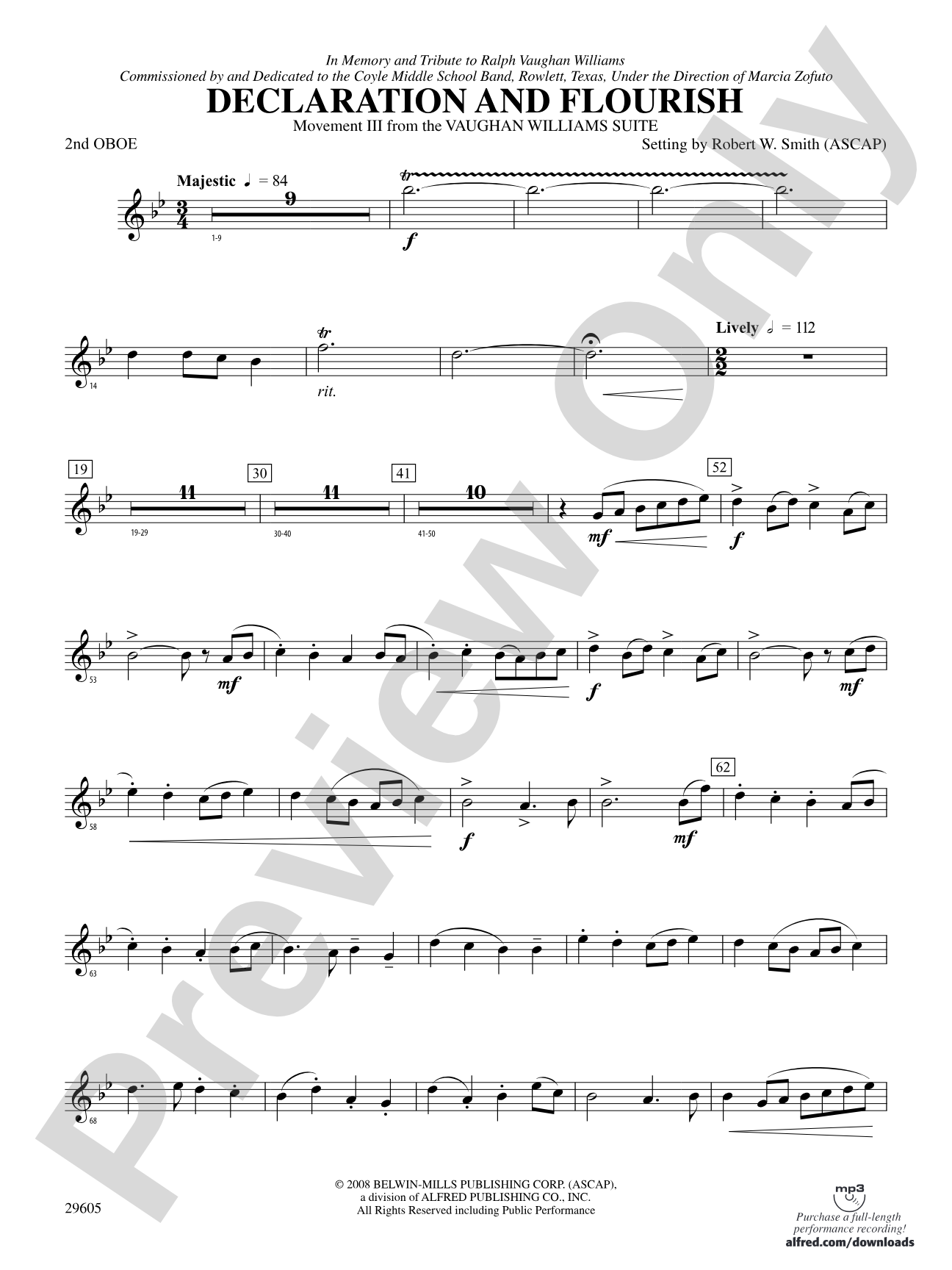 Declaration and Flourish (Movement III from the Vaughan Williams Suite): 2nd Oboe