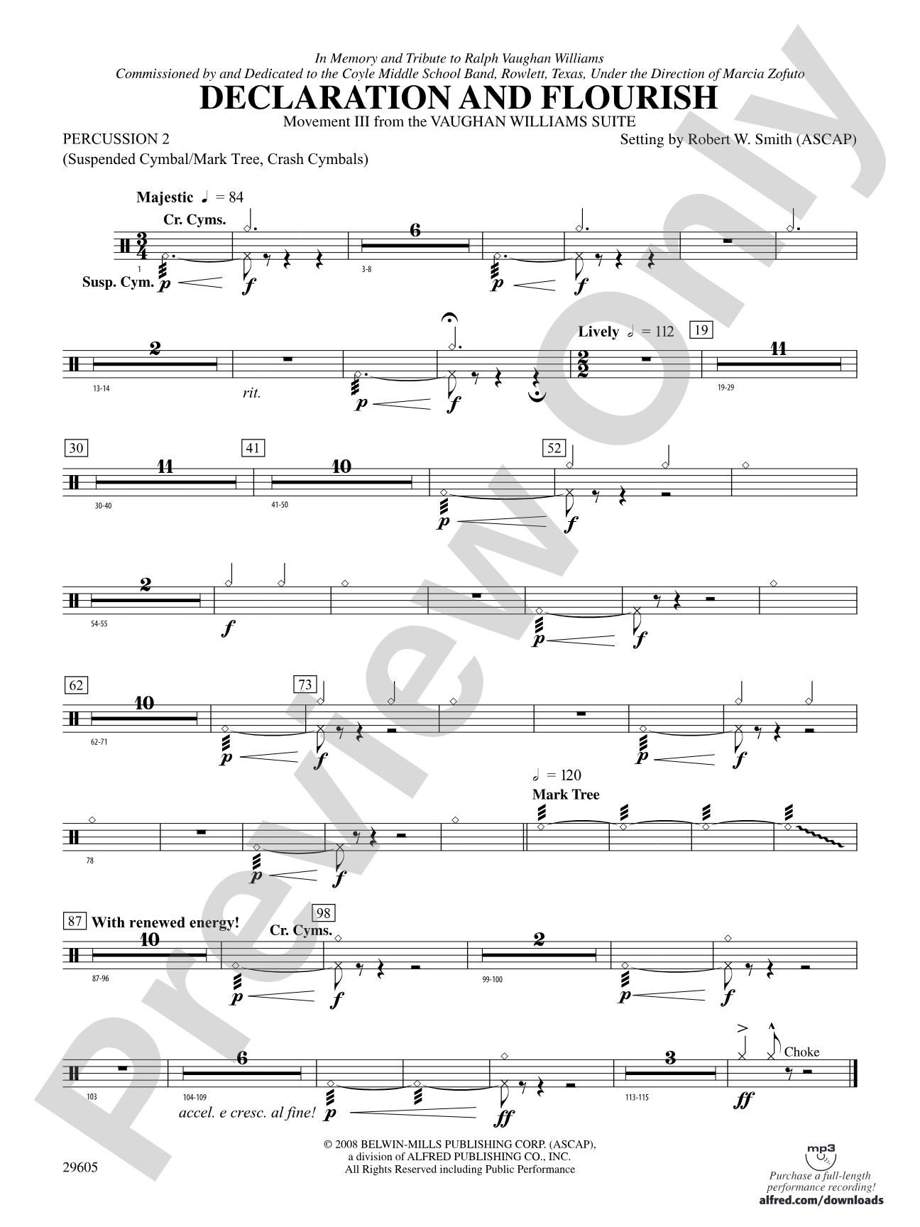 Declaration and Flourish (Movement III from the Vaughan Williams Suite): 2nd Percussion