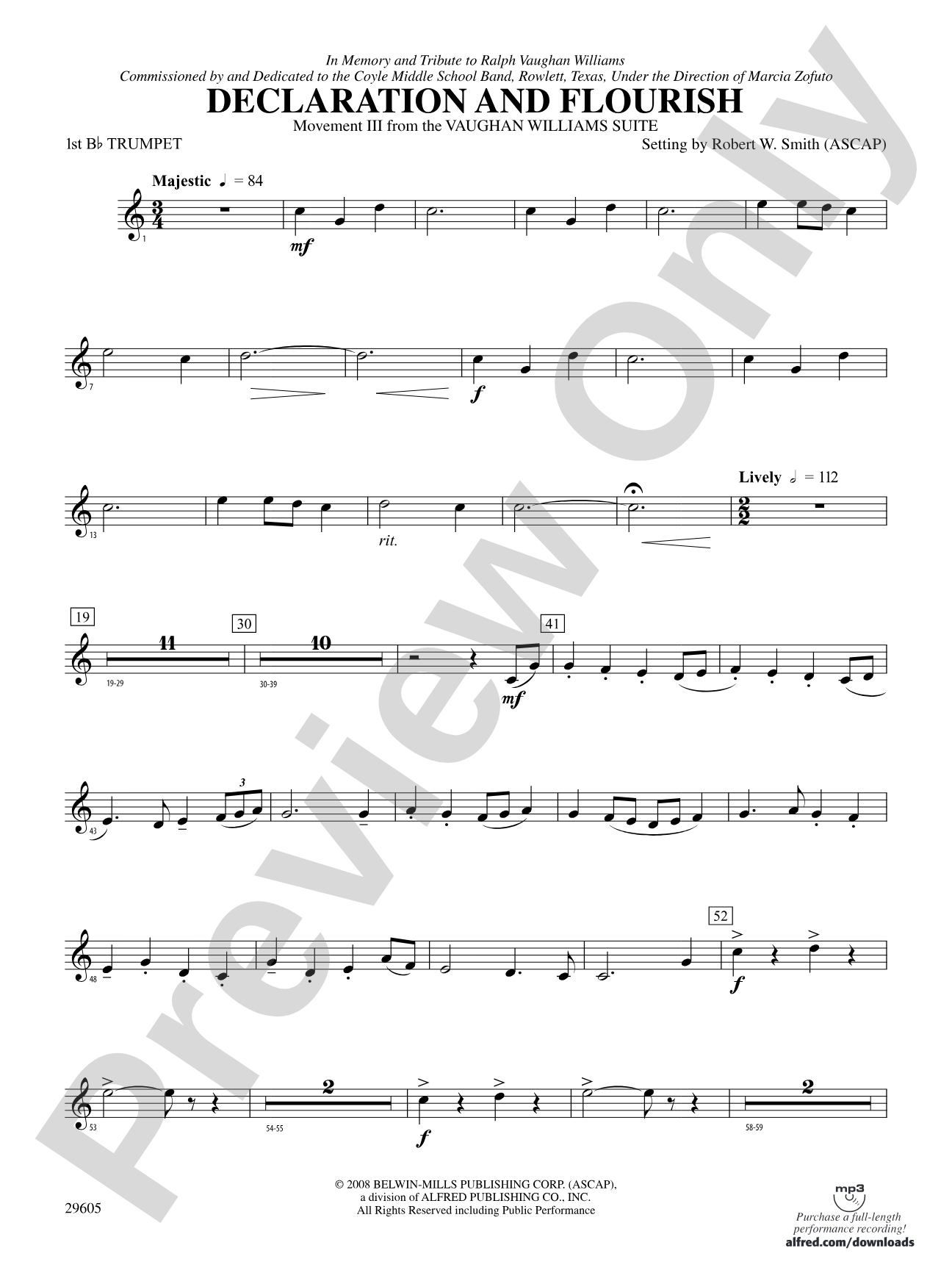Declaration and Flourish (Movement III from the Vaughan Williams Suite): 1st B-flat Trumpet