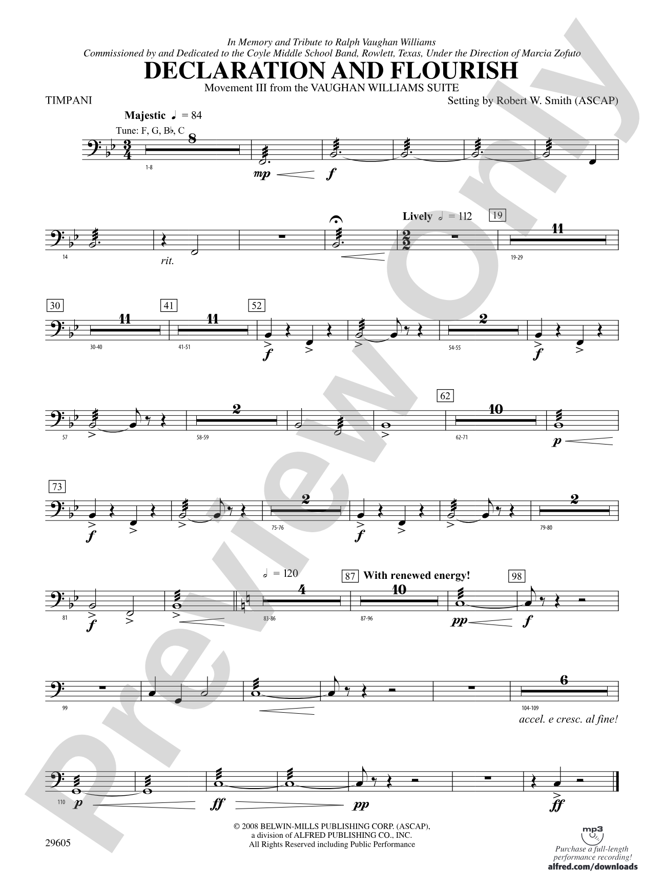 Declaration and Flourish (Movement III from the Vaughan Williams Suite): Timpani