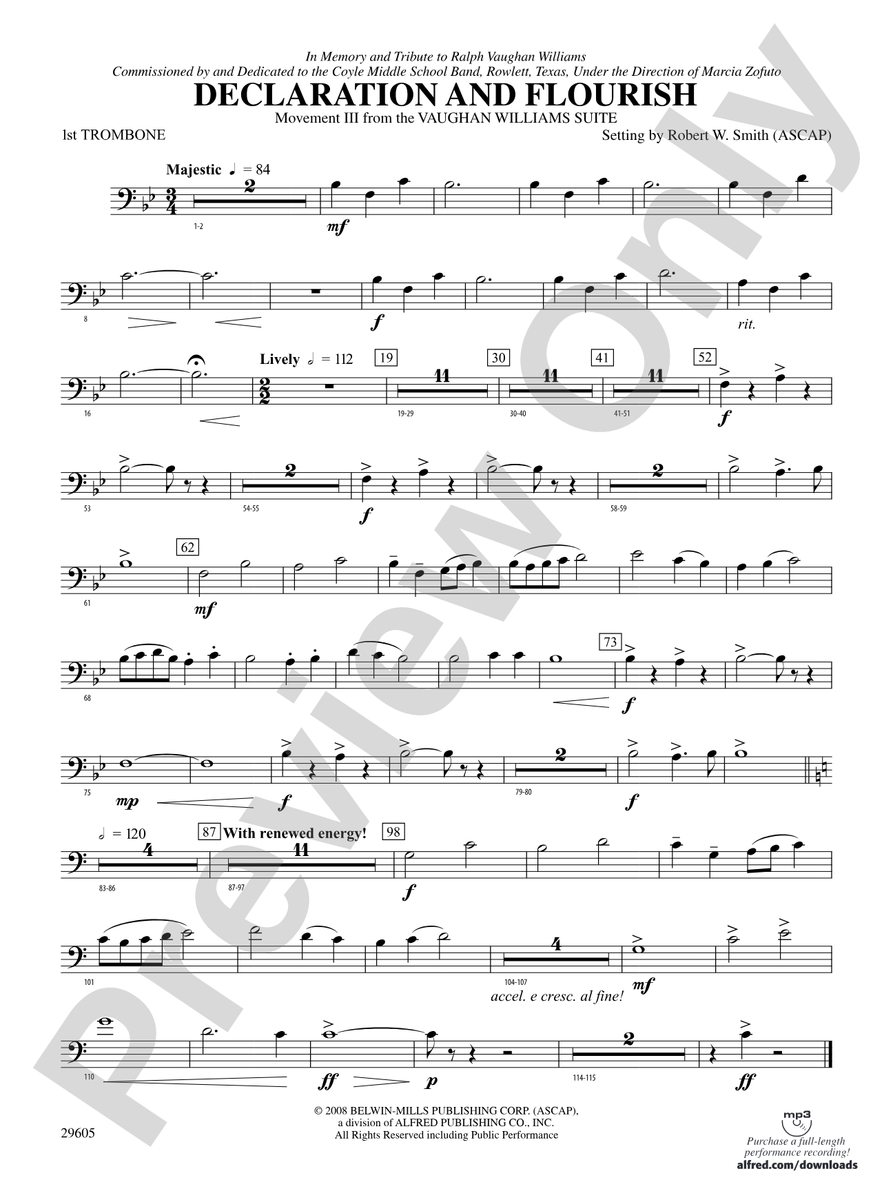 Declaration and Flourish (Movement III from the Vaughan Williams Suite): 1st Trombone