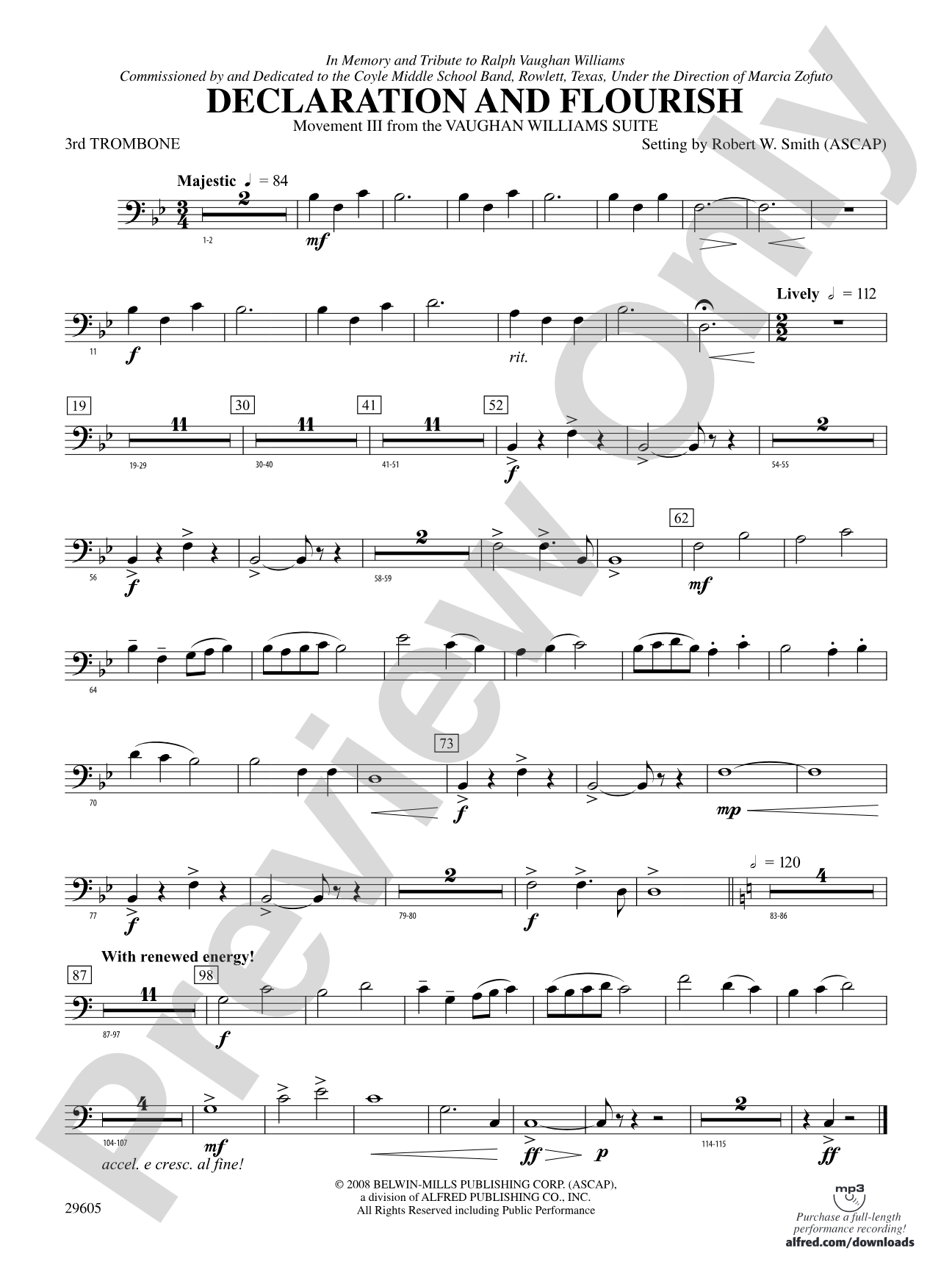 Declaration and Flourish (Movement III from the Vaughan Williams Suite): 3rd Trombone