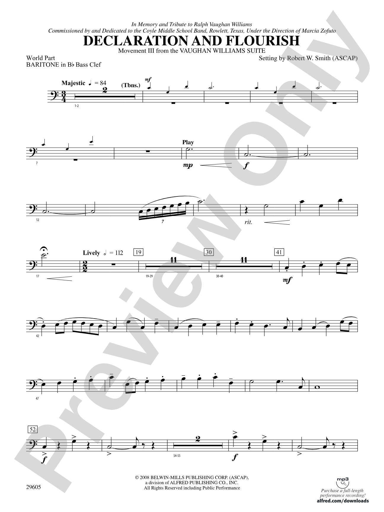 Declaration and Flourish (Movement III from the Vaughan Williams Suite): (wp) B-flat Baritone B.C.