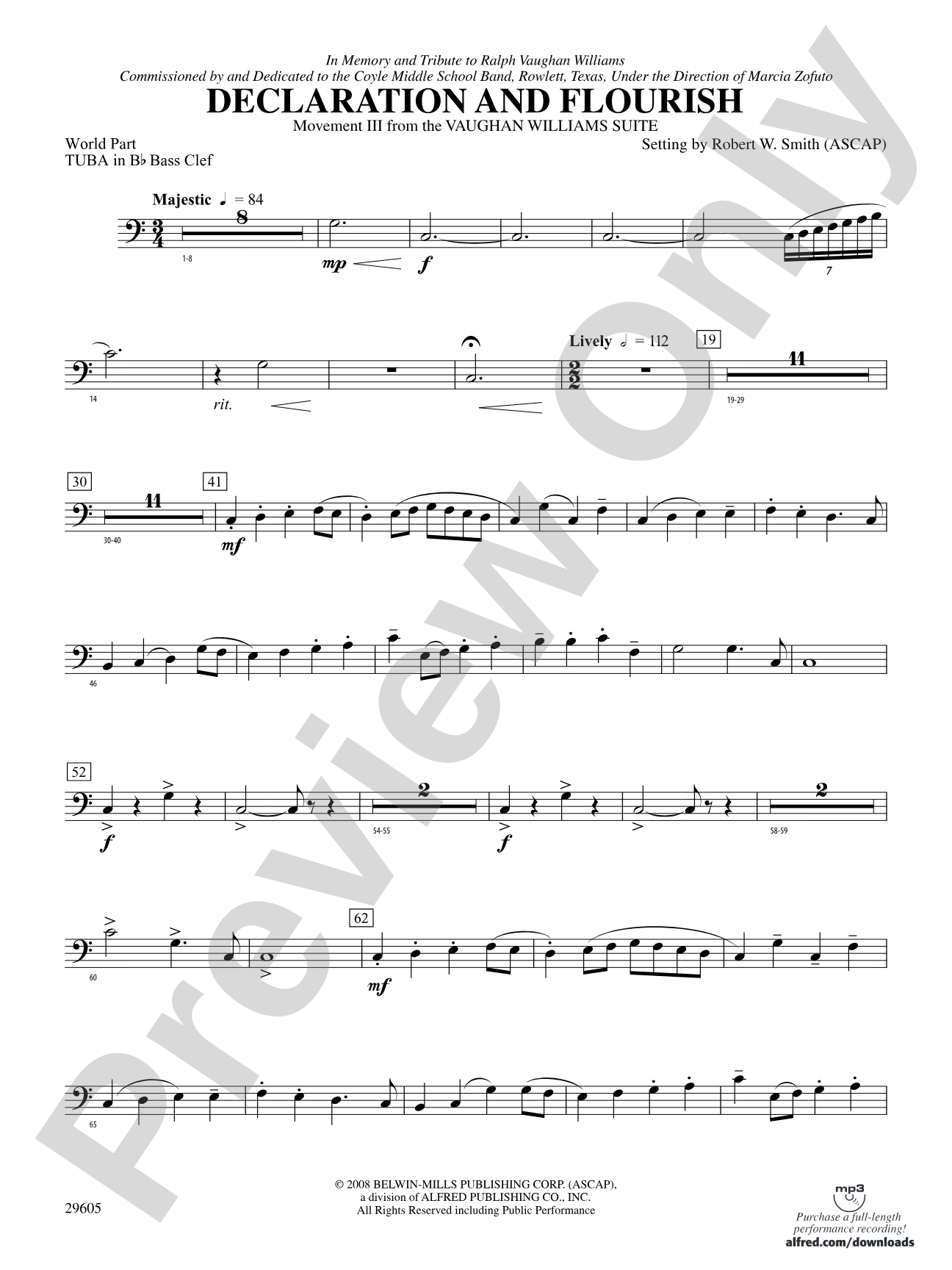Declaration and Flourish (Movement III from the Vaughan Williams Suite): (wp) B-flat Tuba B.C.