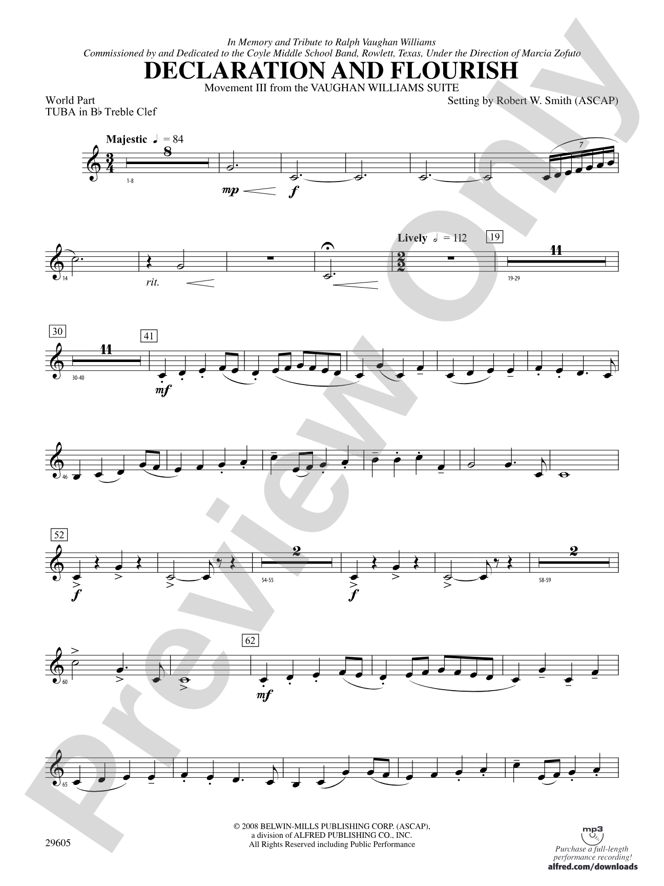 Declaration and Flourish (Movement III from the Vaughan Williams Suite): (wp) B-flat Tuba T.C.