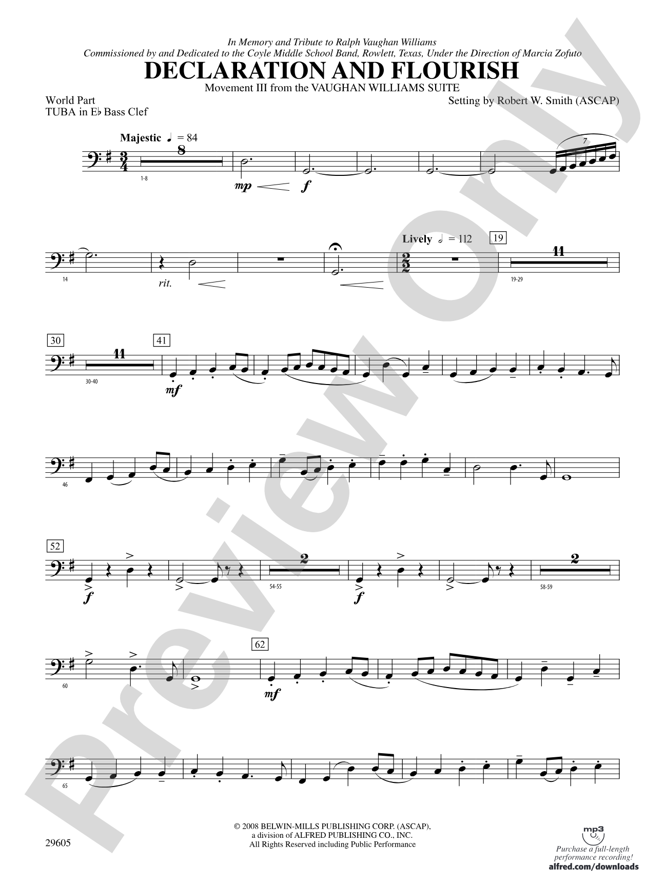 Declaration and Flourish (Movement III from the Vaughan Williams Suite): (wp) E-flat Tuba B.C.