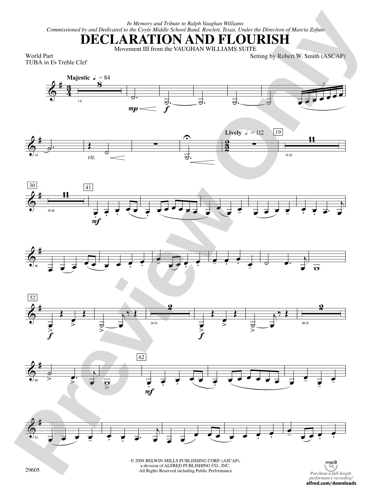 Declaration and Flourish (Movement III from the Vaughan Williams Suite): (wp) E-flat Tuba T.C.