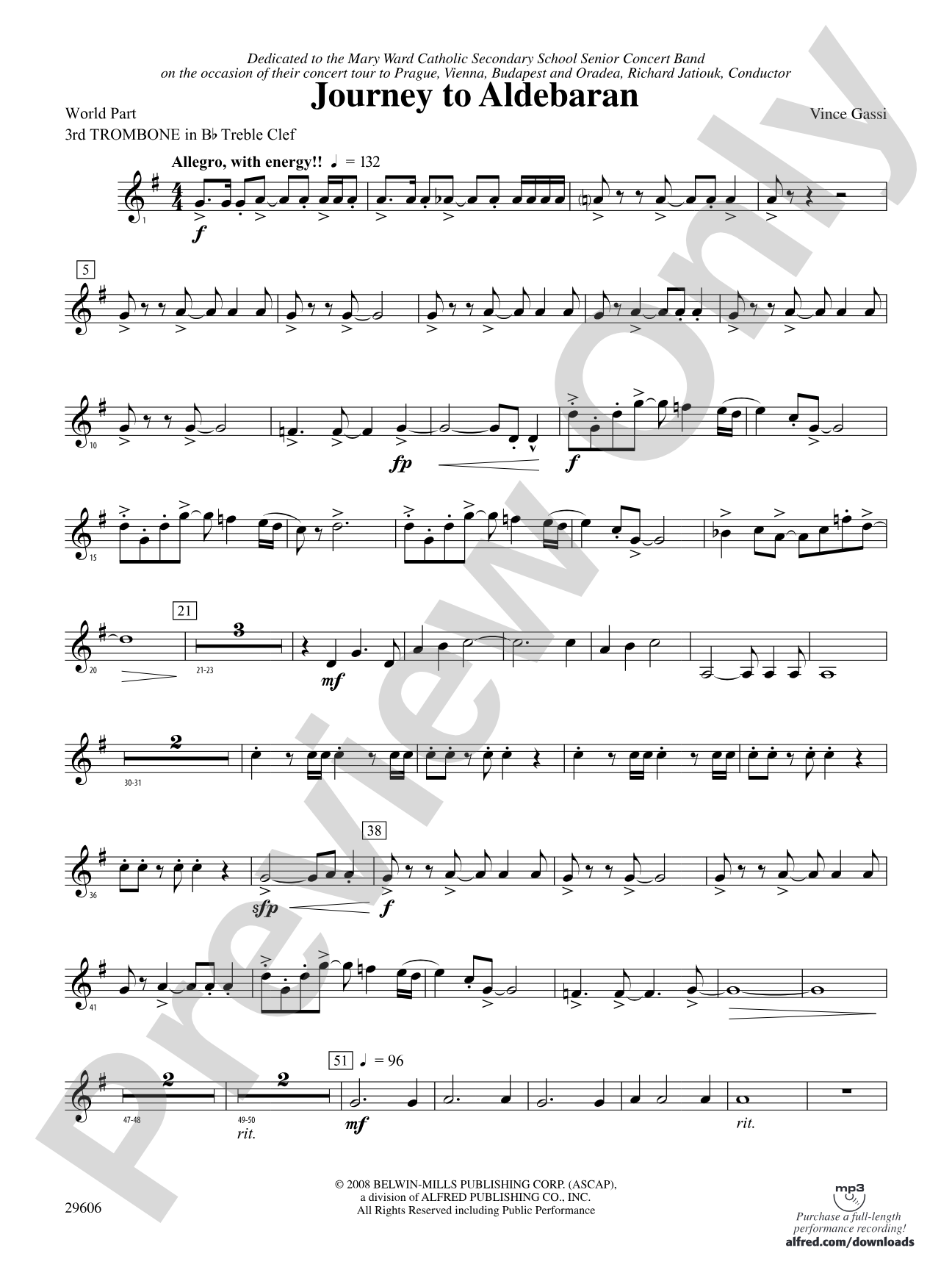 Journey to Aldebaran: (wp) 3rd B-flat Trombone T.C.