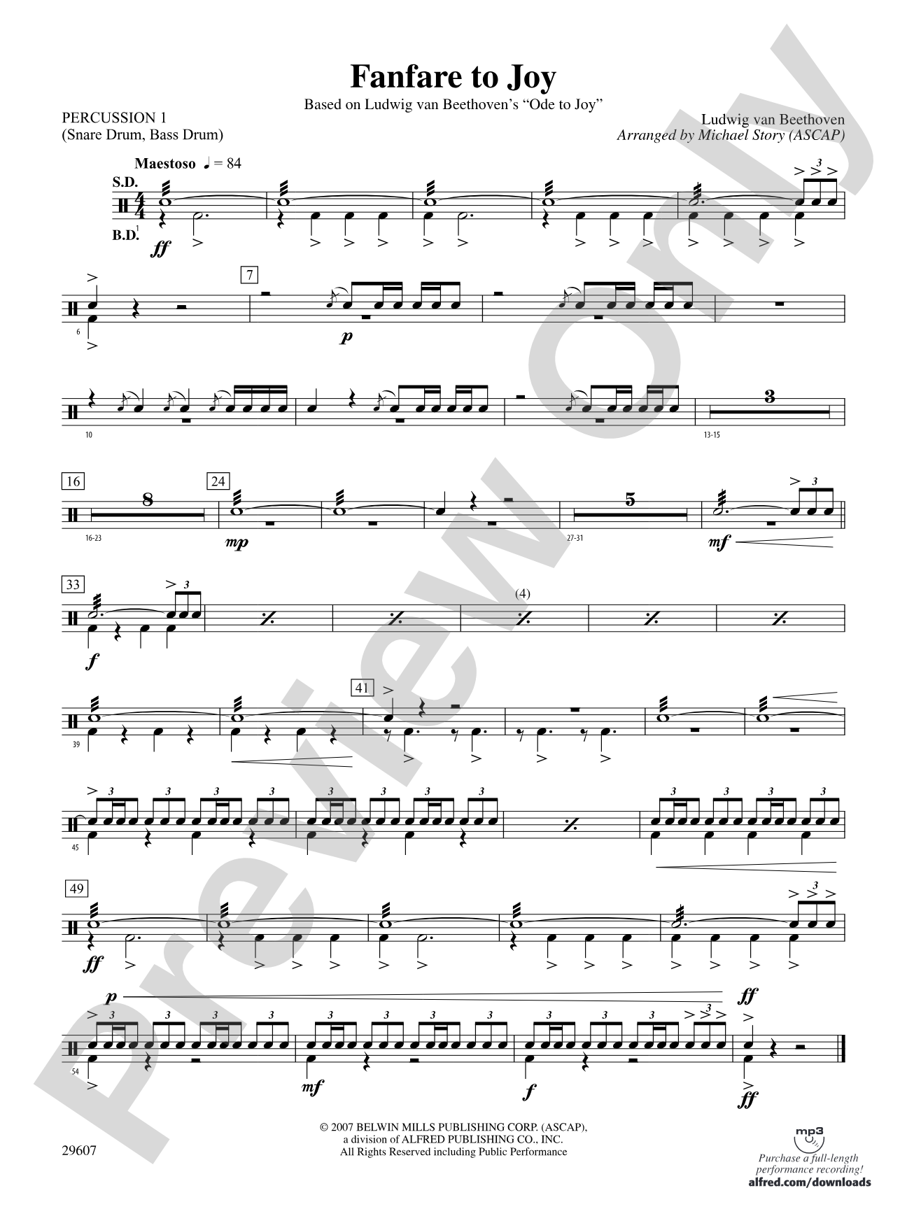 Fanfare to Joy: 1st Percussion