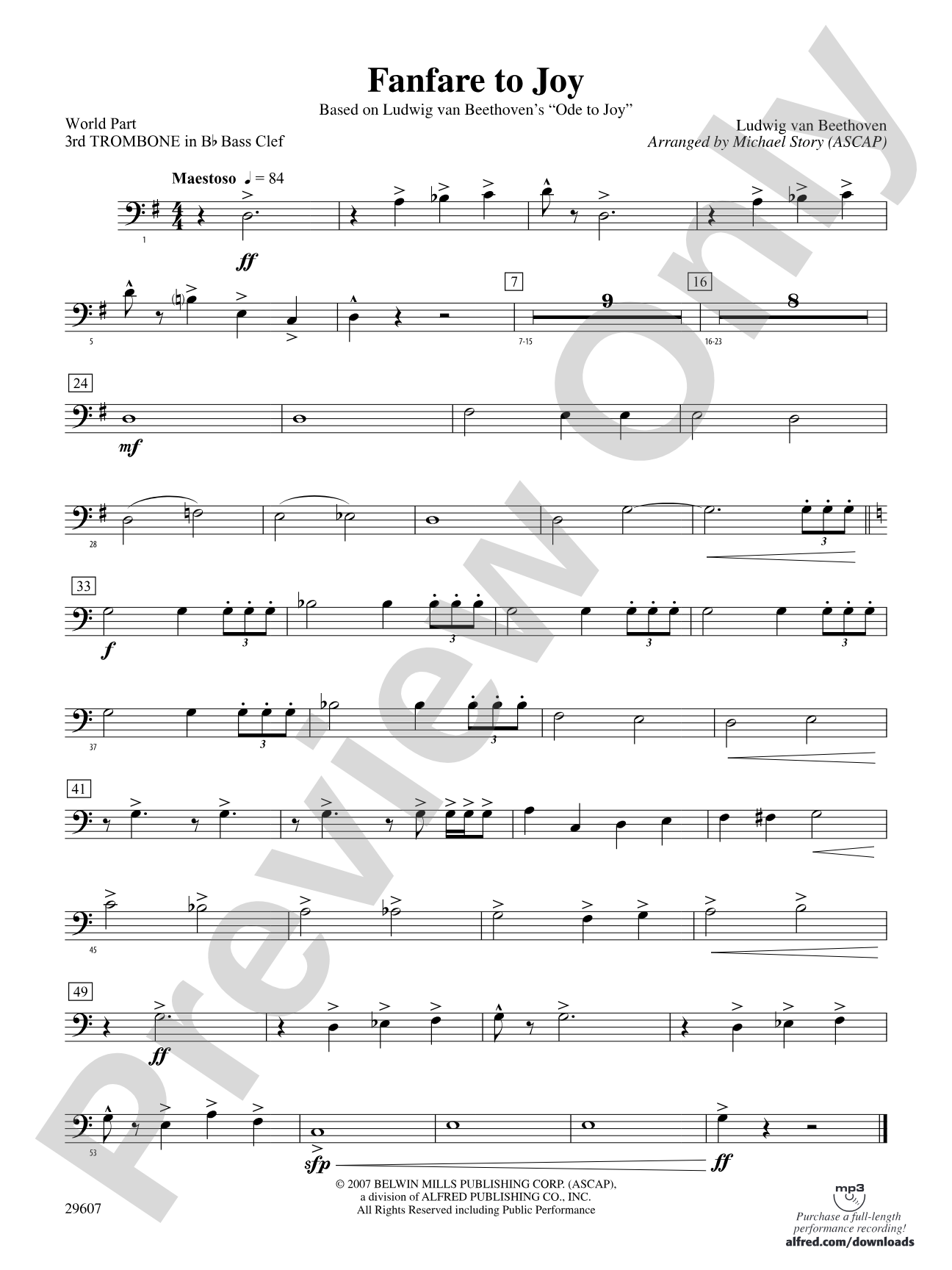 Fanfare to Joy: (wp) 3rd B-flat Trombone B.C.