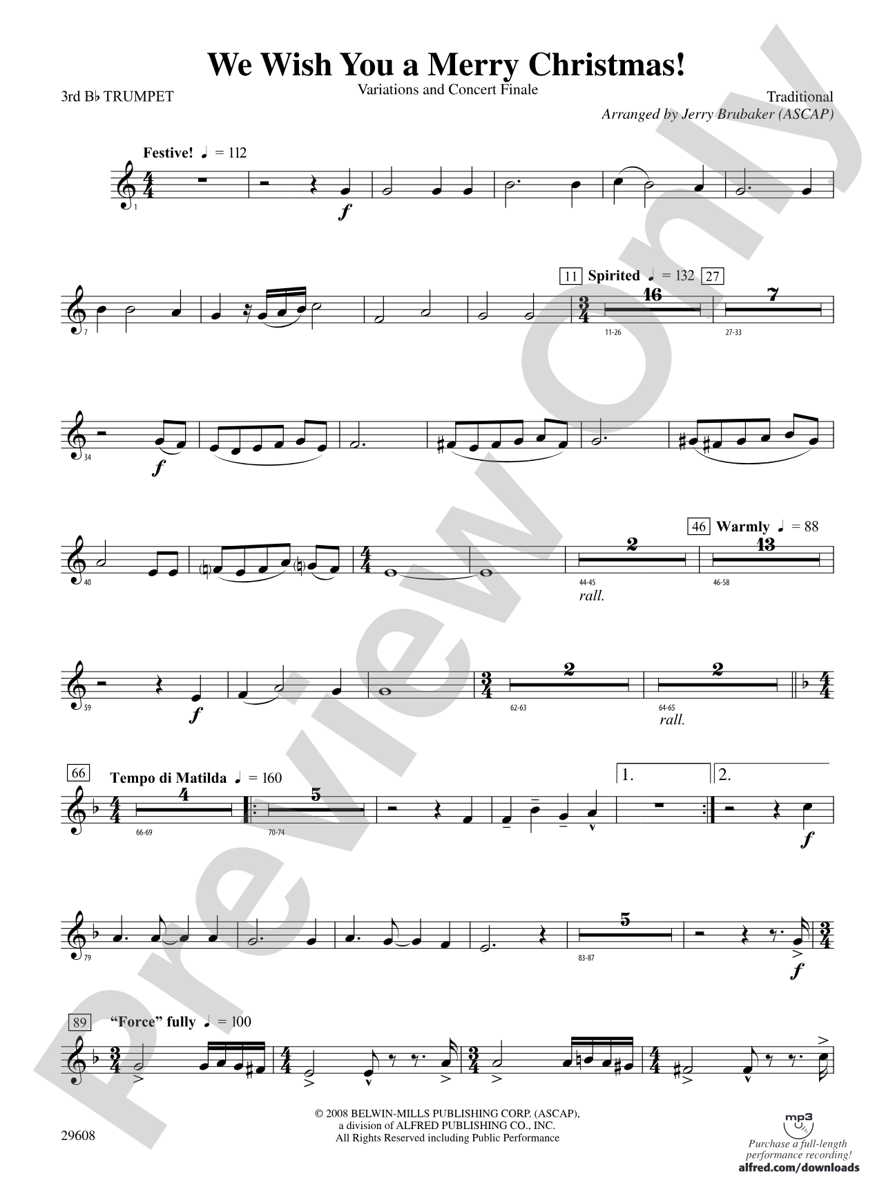 We Wish You a Merry Christmas!: 3rd B-flat Trumpet