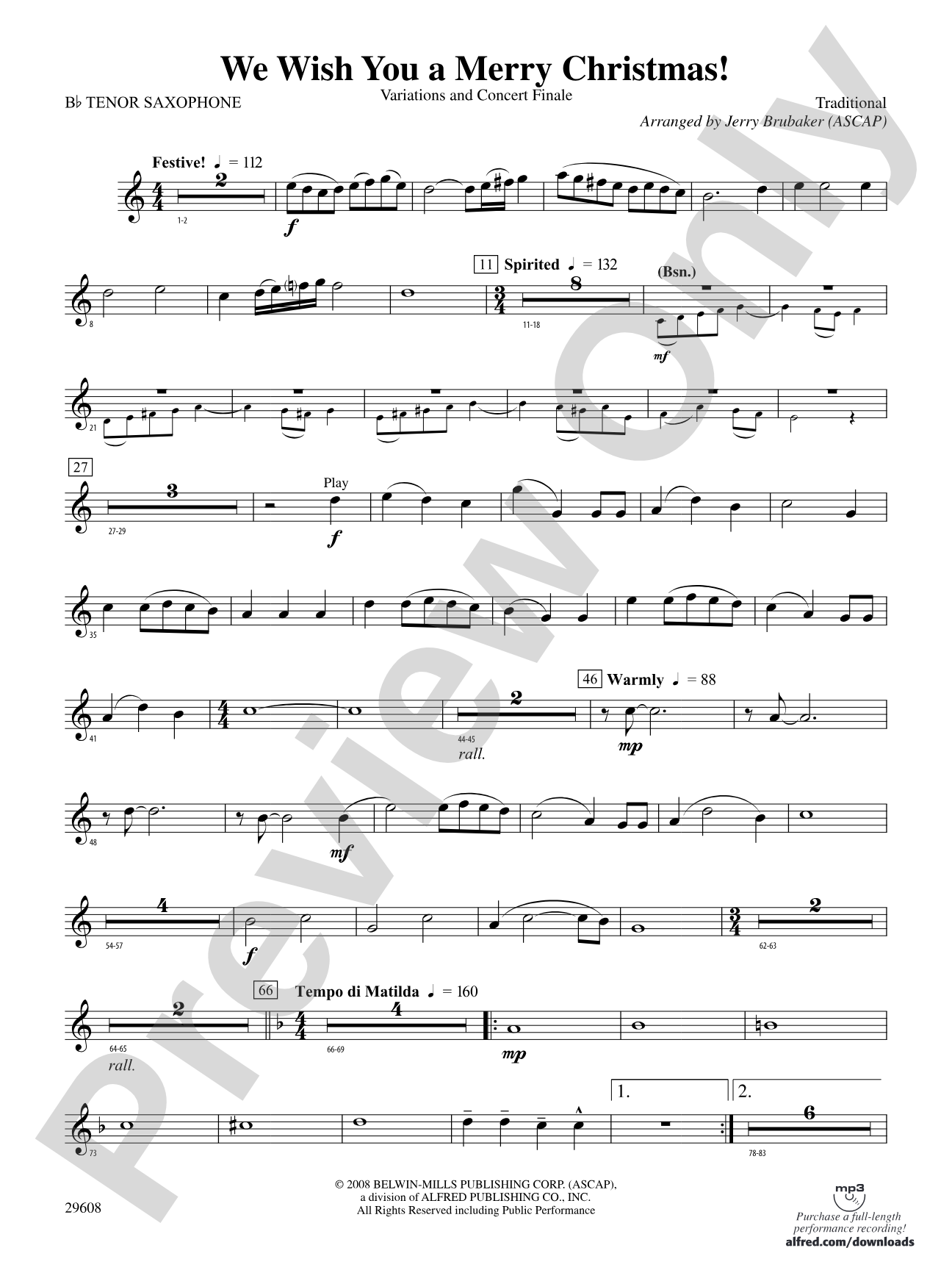 We Wish You a Merry Christmas!: B-flat Tenor Saxophone