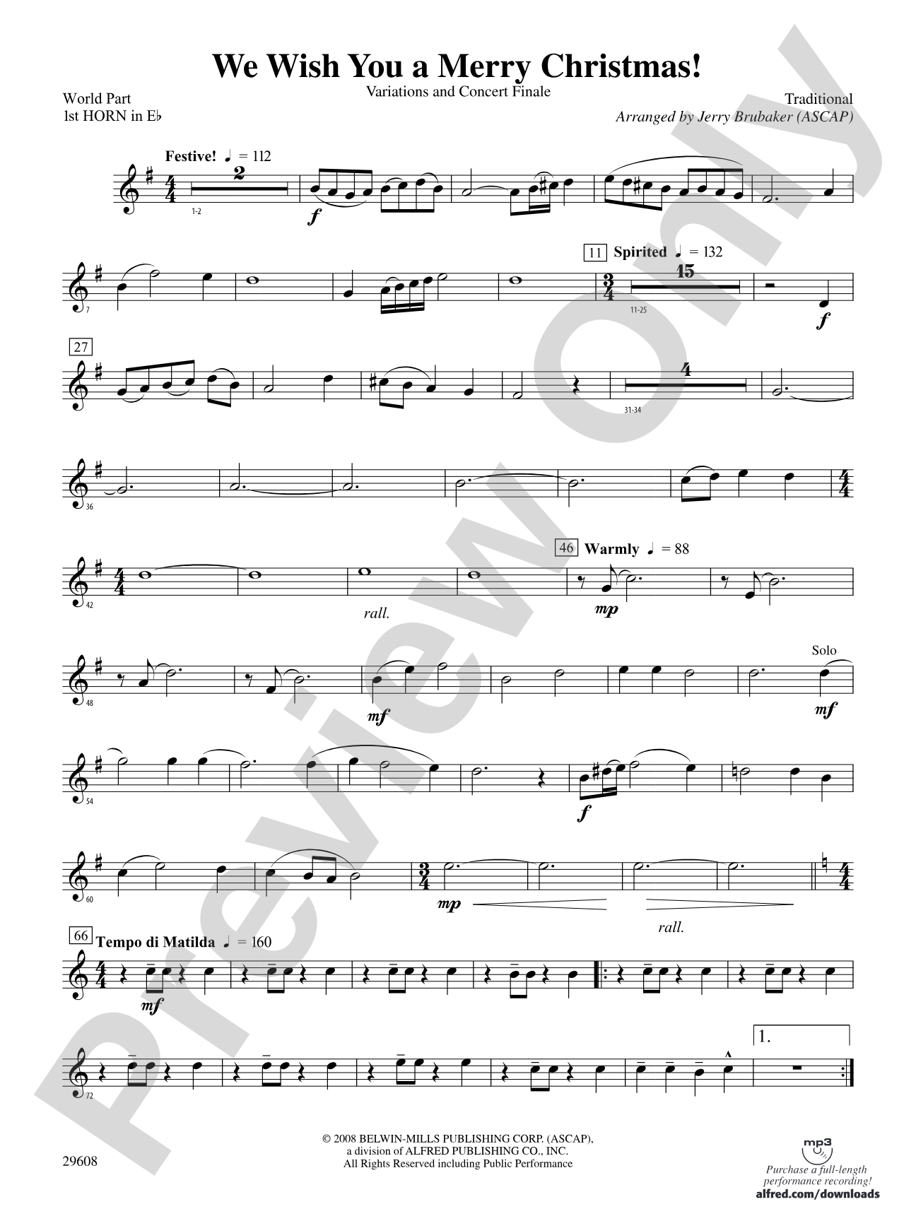 We Wish You a Merry Christmas!: (wp) 1st Horn in E-flat