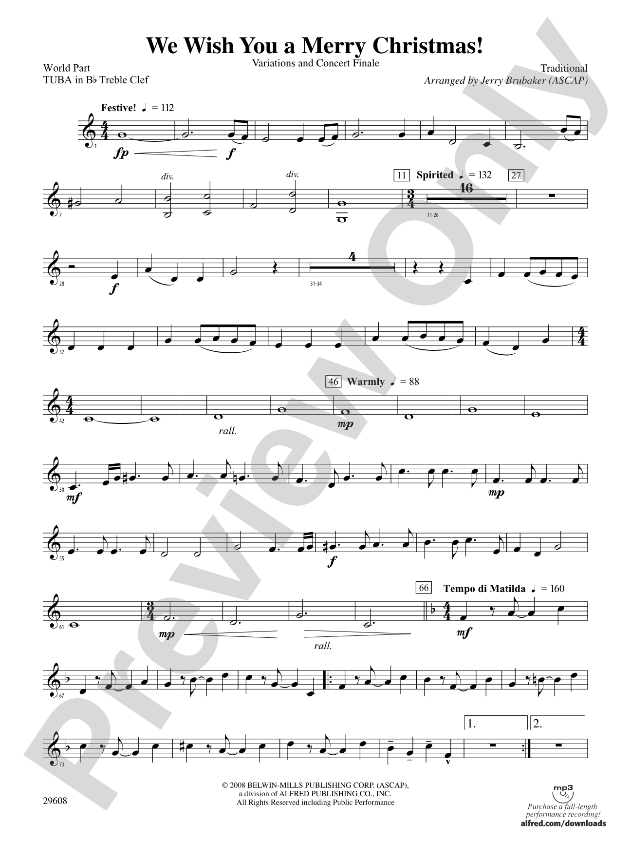 We Wish You a Merry Christmas!: (wp) B-flat Tuba T.C.