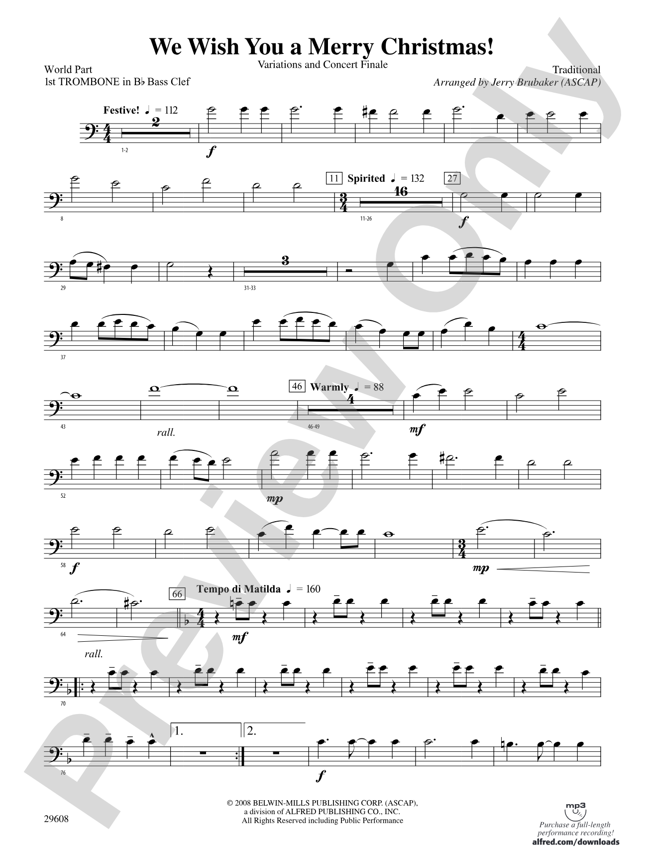 We Wish You a Merry Christmas!: (wp) 1st B-flat Trombone B.C.