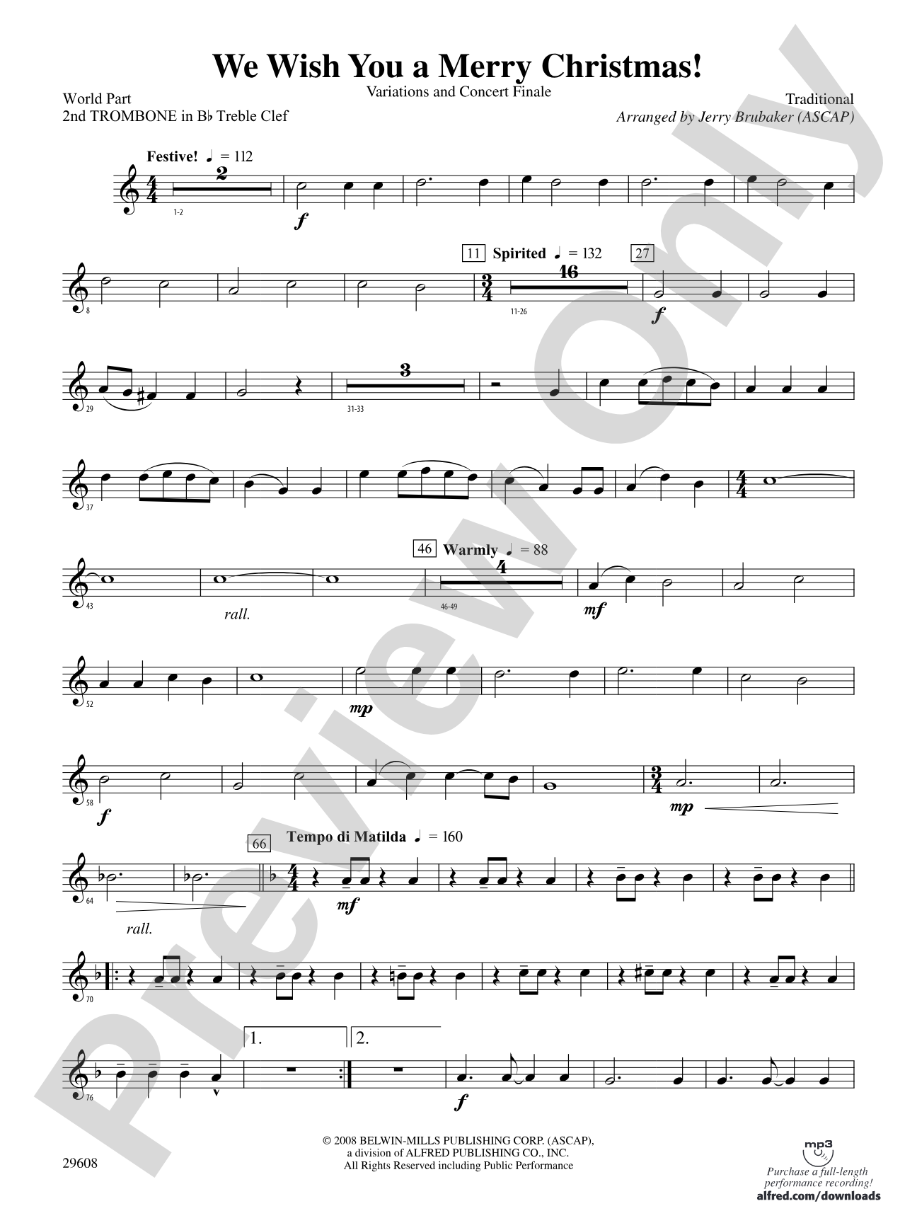 We Wish You a Merry Christmas!: (wp) 2nd B-flat Trombone T.C.