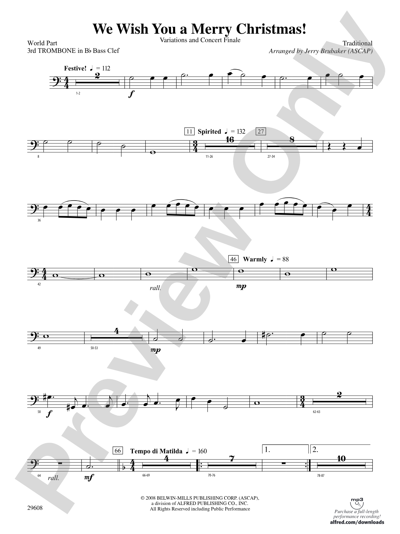 We Wish You a Merry Christmas!: (wp) 3rd B-flat Trombone B.C.