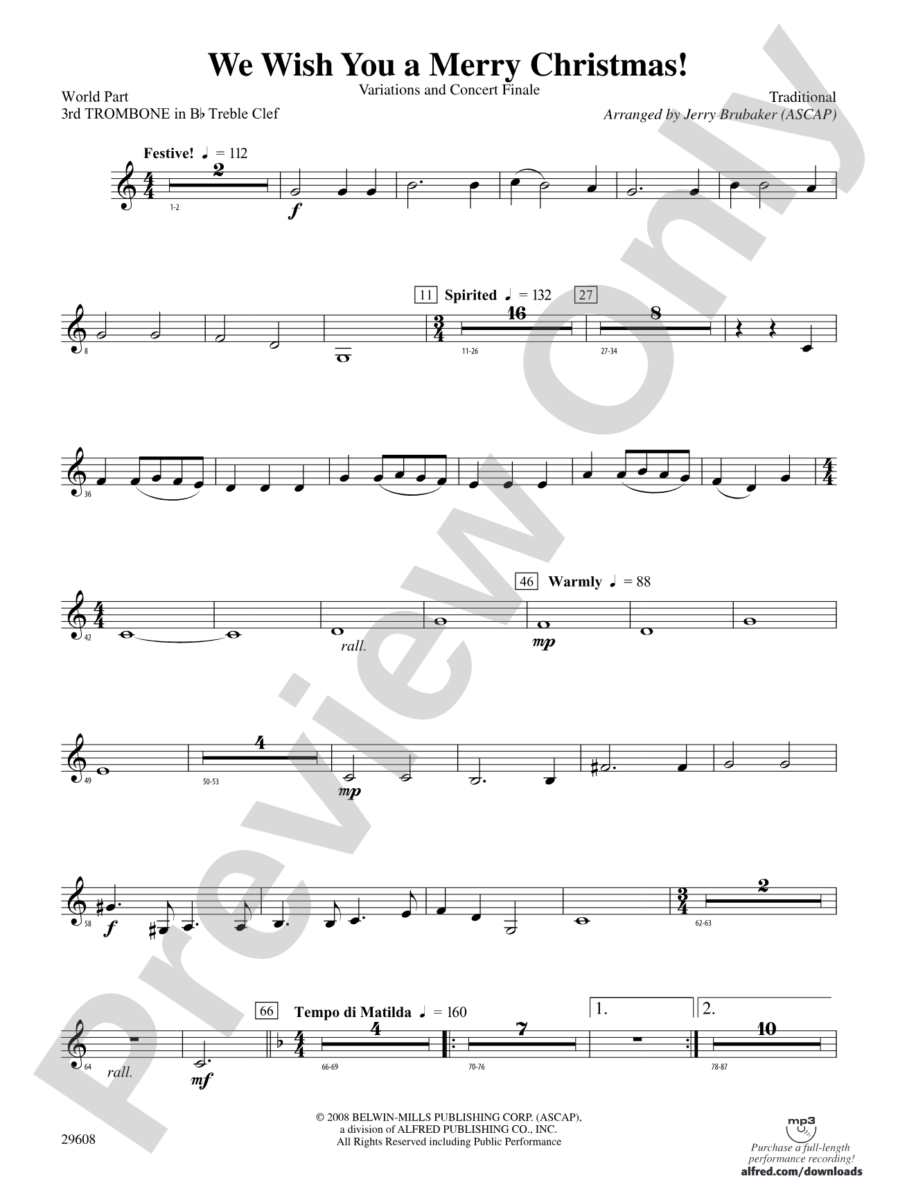 We Wish You a Merry Christmas!: (wp) 3rd B-flat Trombone T.C.