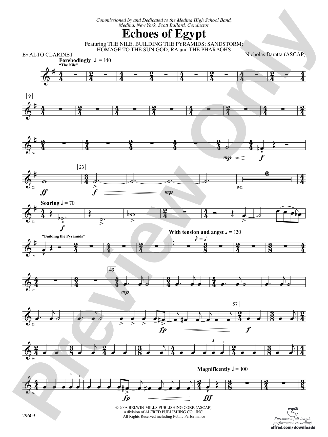 Echoes of Egypt: (wp) E-flat Alto Clarinet