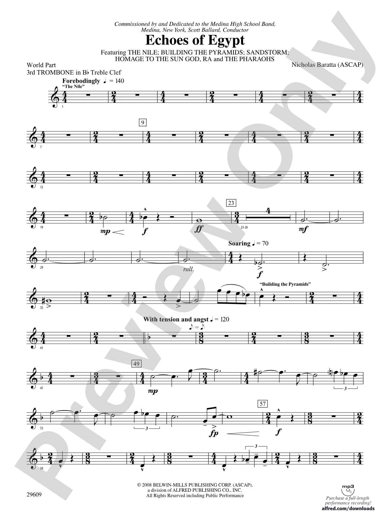 Echoes of Egypt: (wp) 3rd B-flat Trombone T.C.