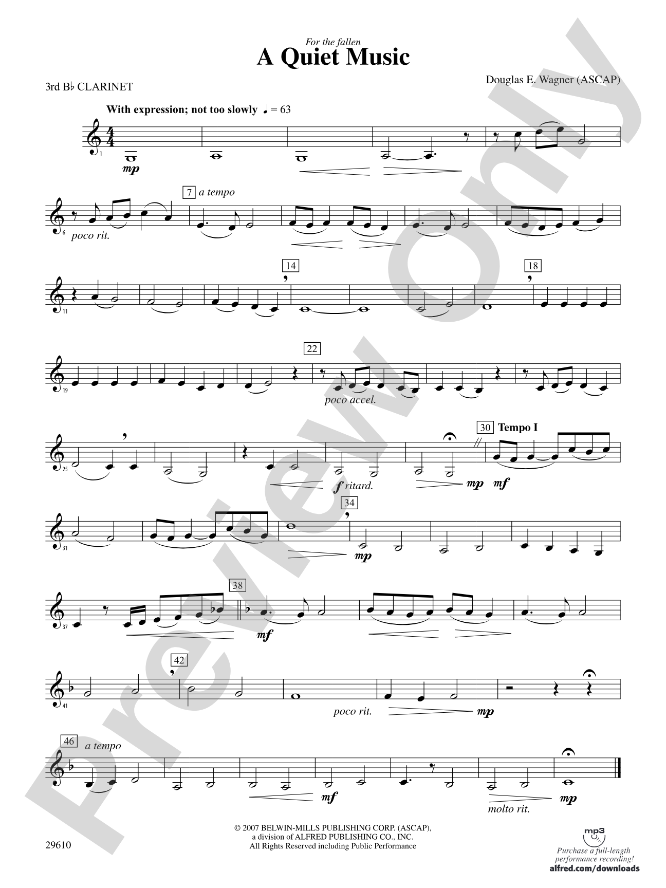 A Quiet Music: 3rd B-flat Clarinet