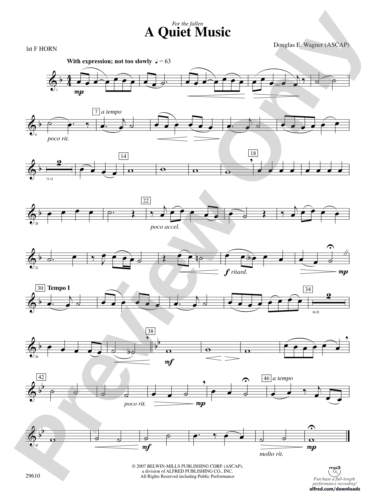 A Quiet Music: 1st F Horn