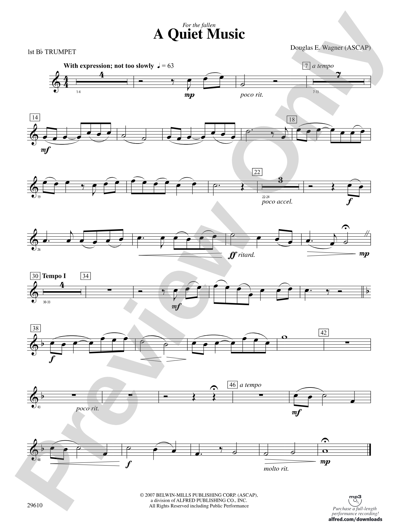 A Quiet Music: 1st B-flat Trumpet