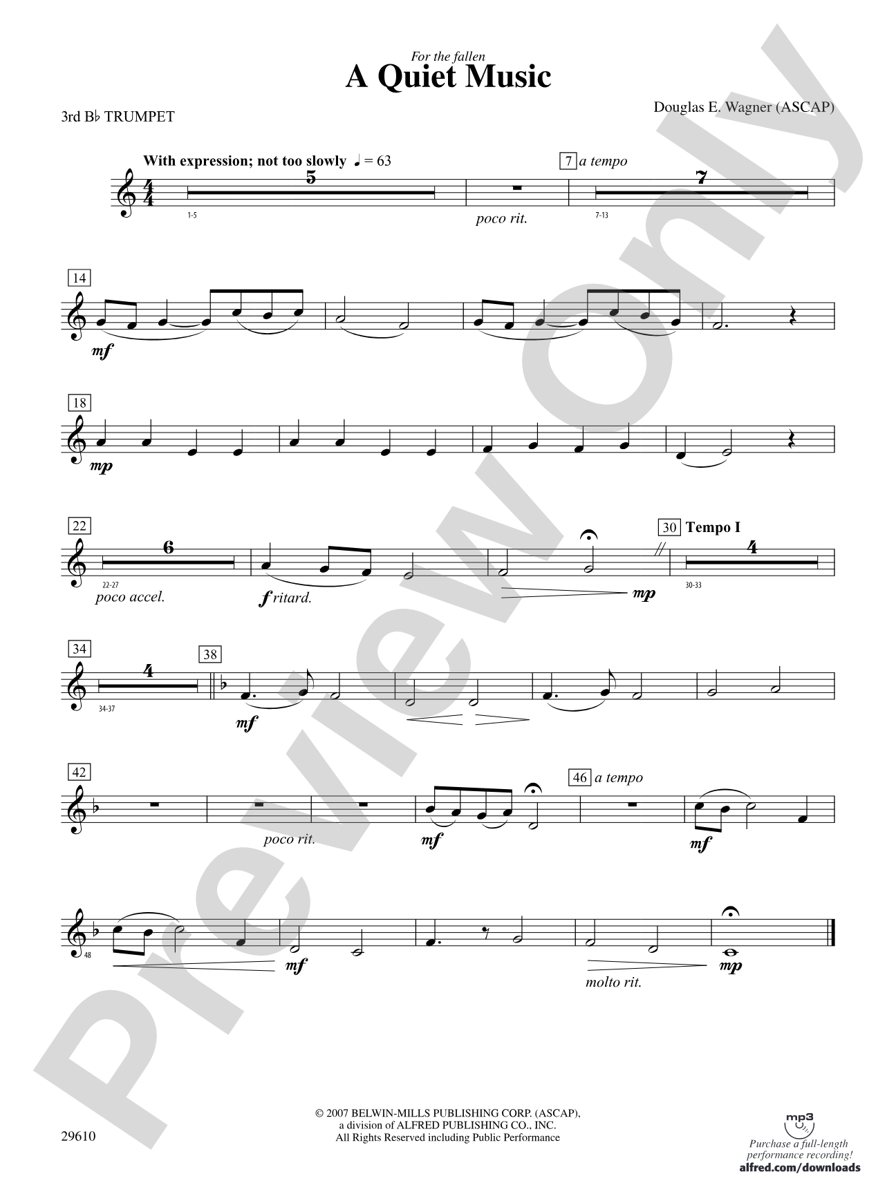 A Quiet Music: 3rd B-flat Trumpet