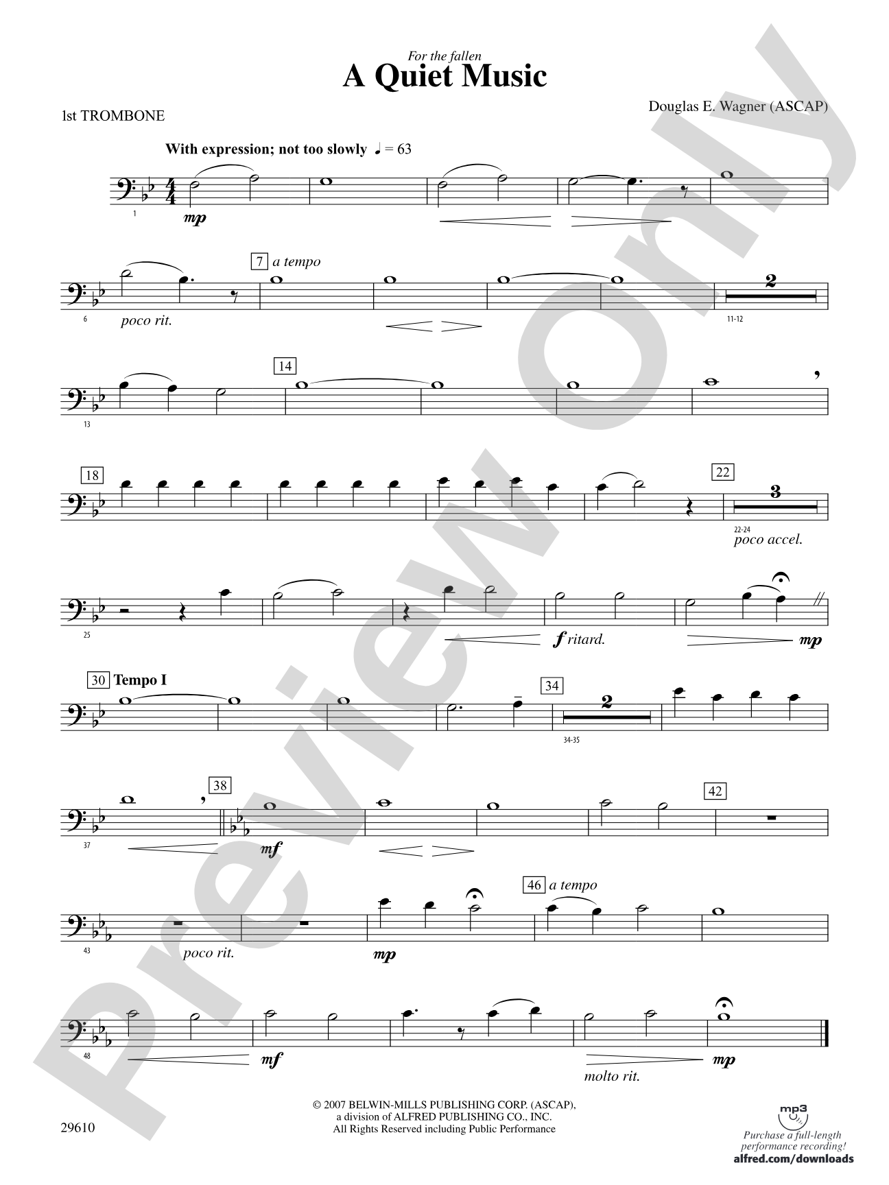 A Quiet Music: 1st Trombone