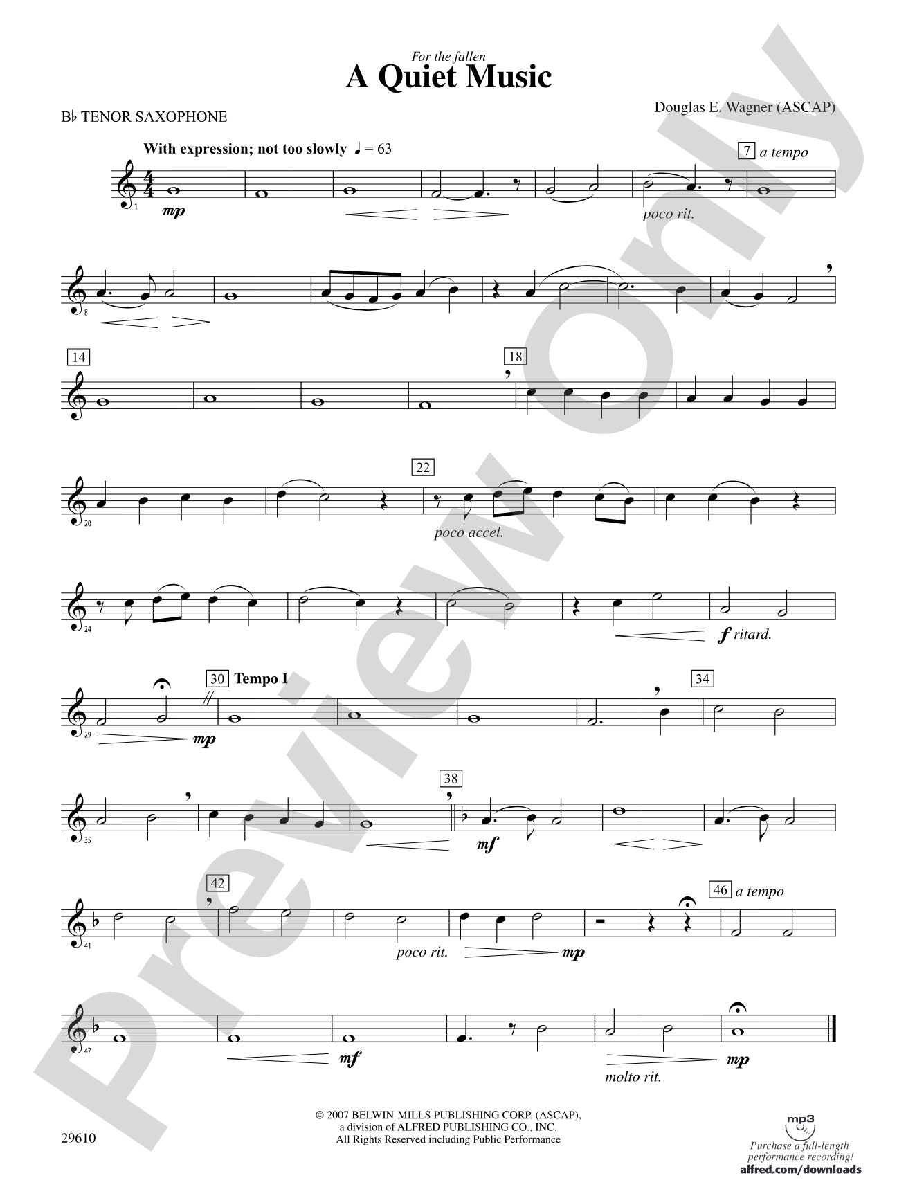 A Quiet Music: B-flat Tenor Saxophone
