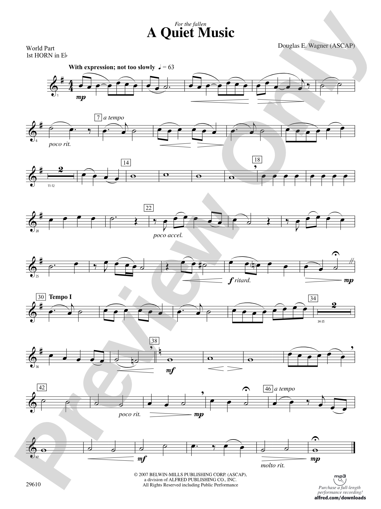 A Quiet Music: (wp) 1st Horn in E-flat