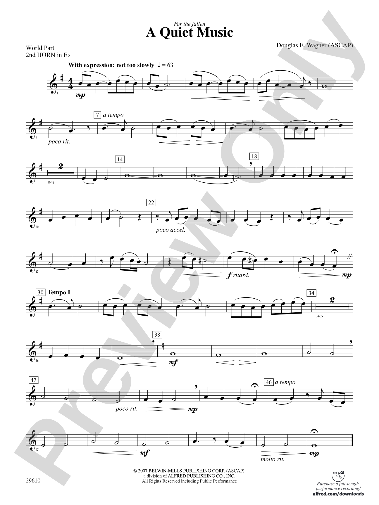 A Quiet Music: (wp) 2nd Horn in E-flat
