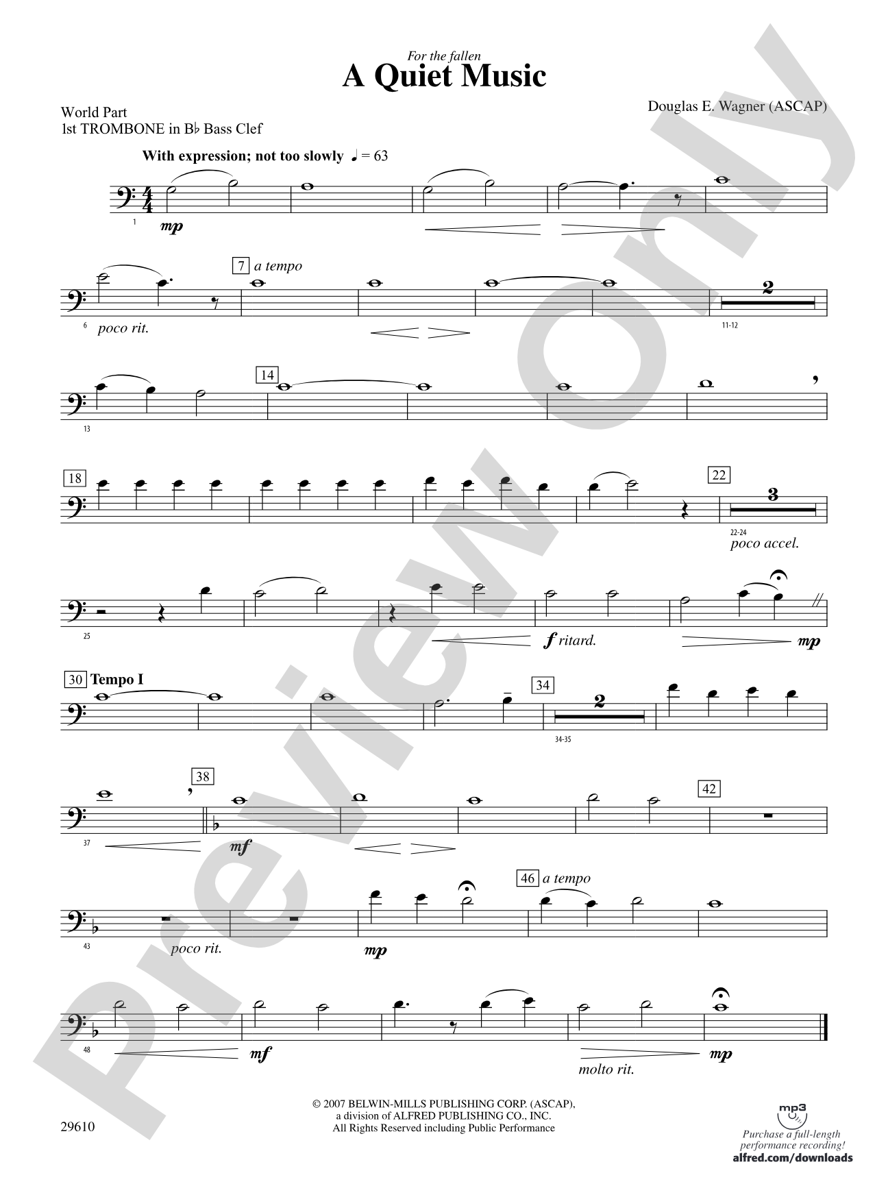 A Quiet Music: (wp) 1st B-flat Trombone B.C.