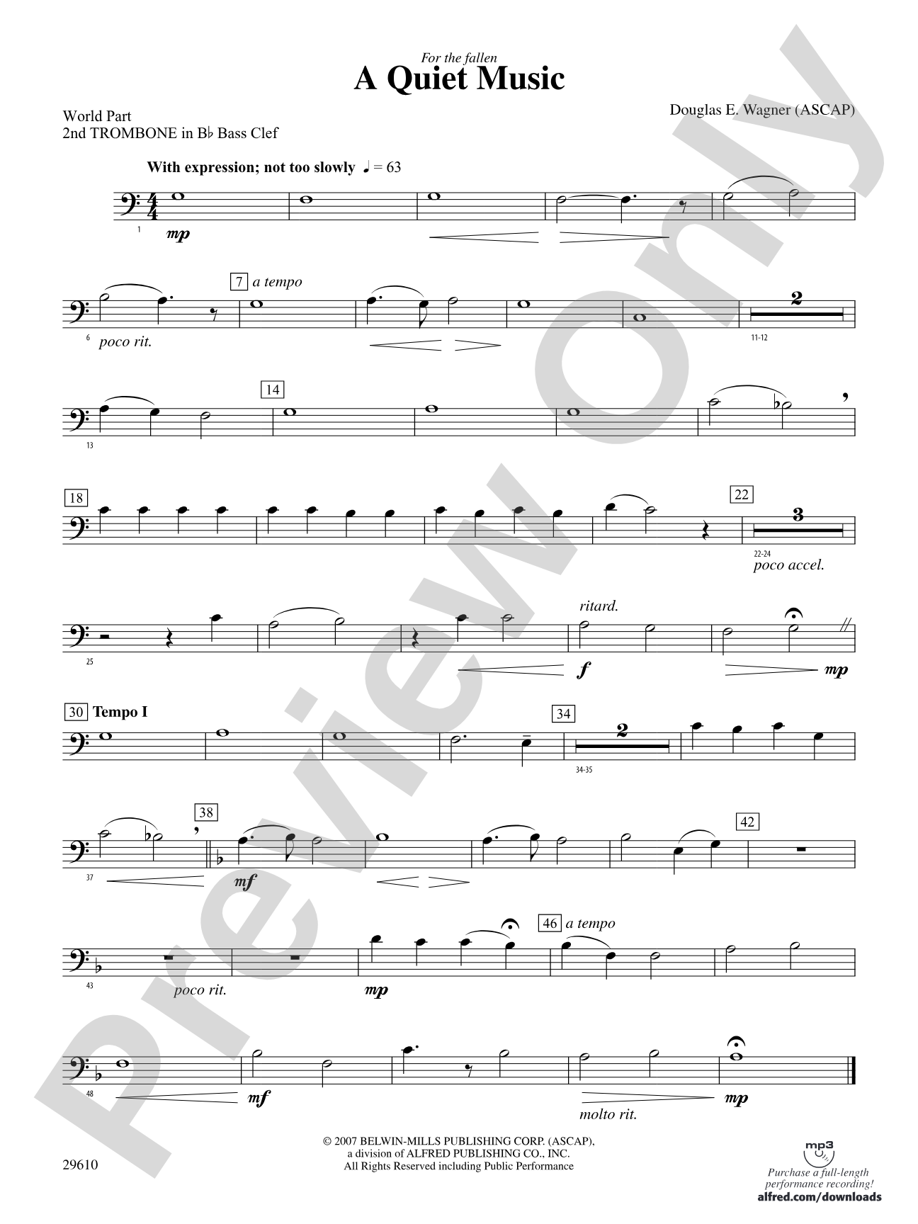 A Quiet Music: (wp) 2nd B-flat Trombone B.C.
