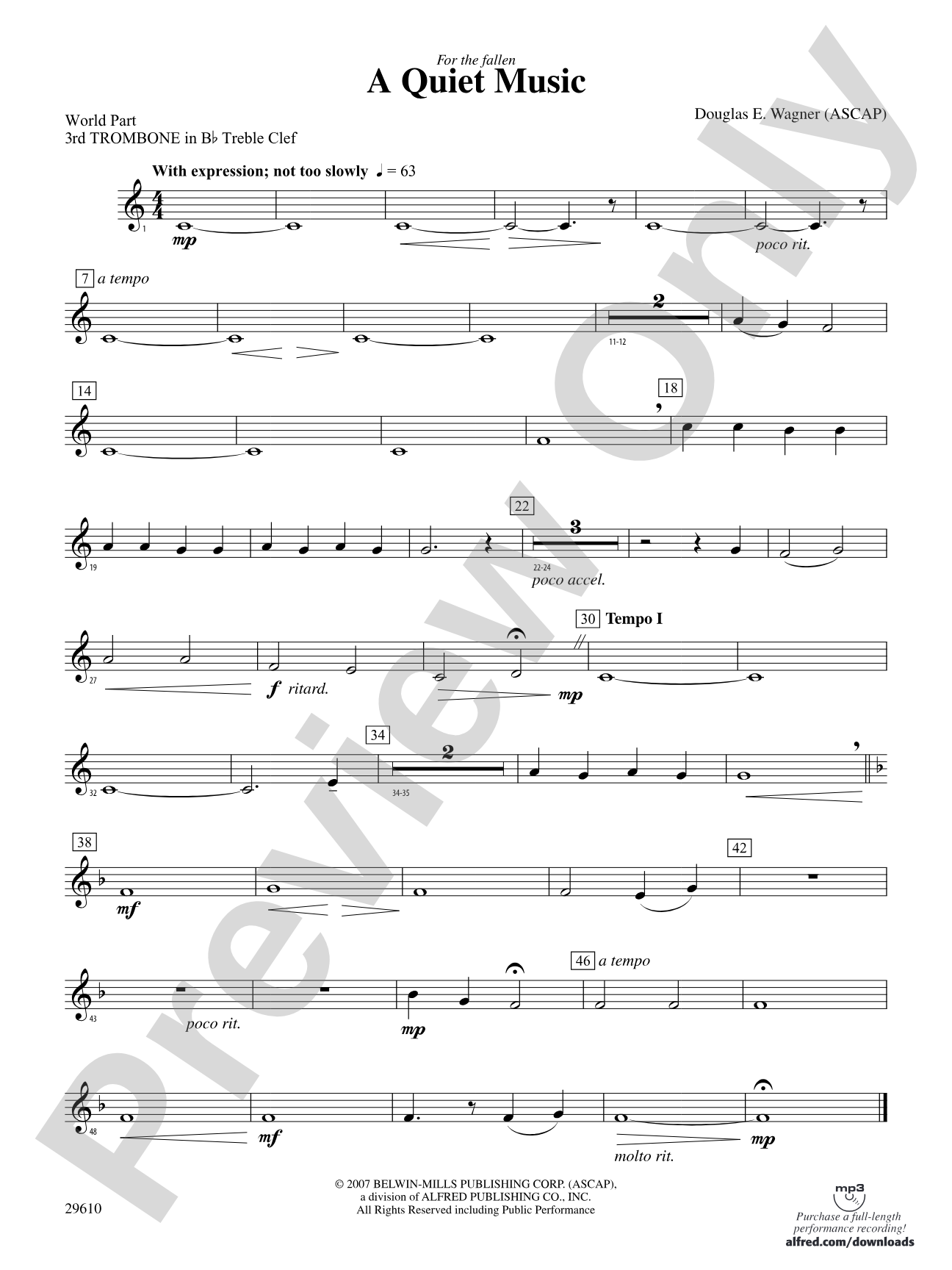 A Quiet Music: (wp) 3rd B-flat Trombone T.C.